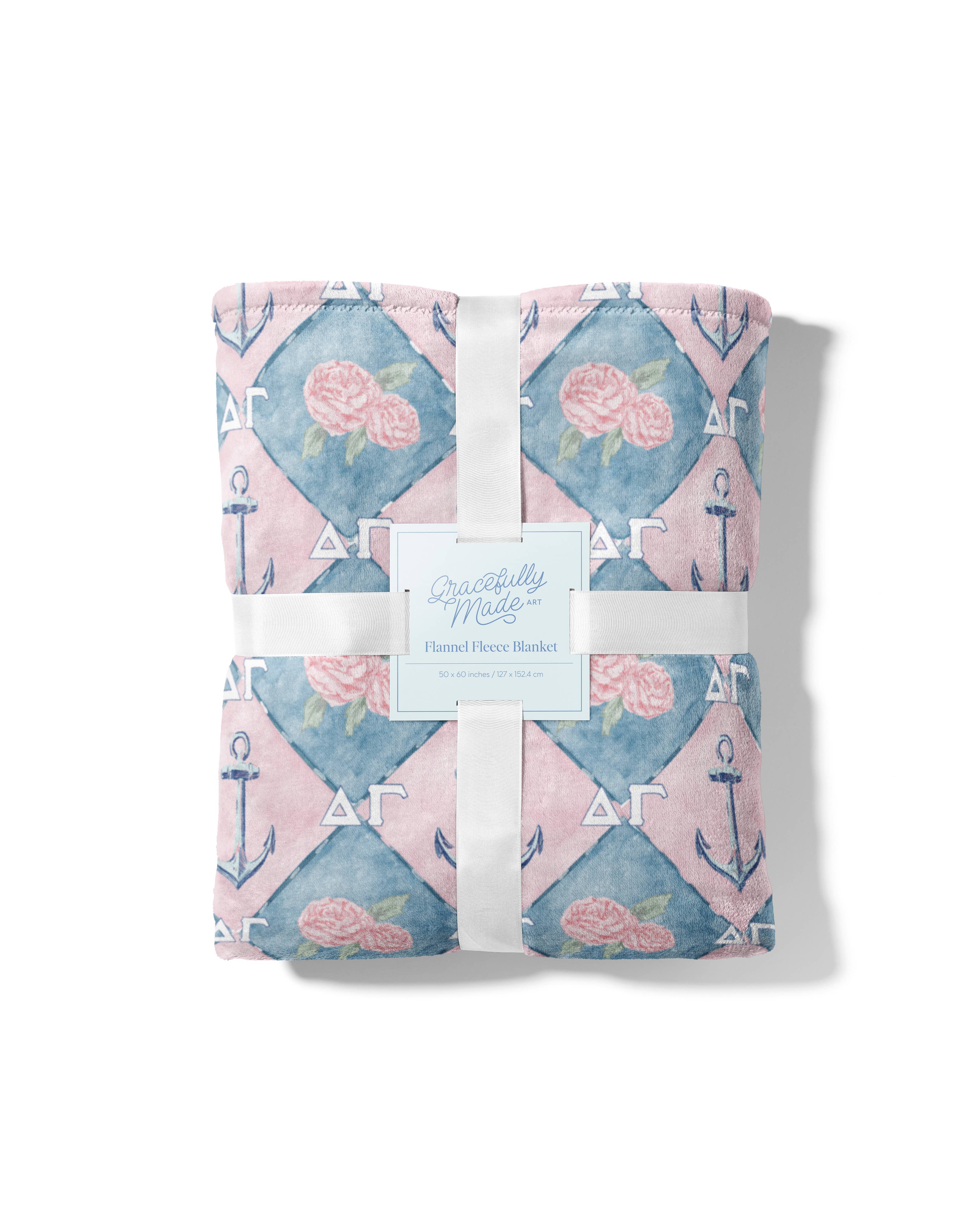 Delta Gamma Flannel Fleece Blanket, Sorority