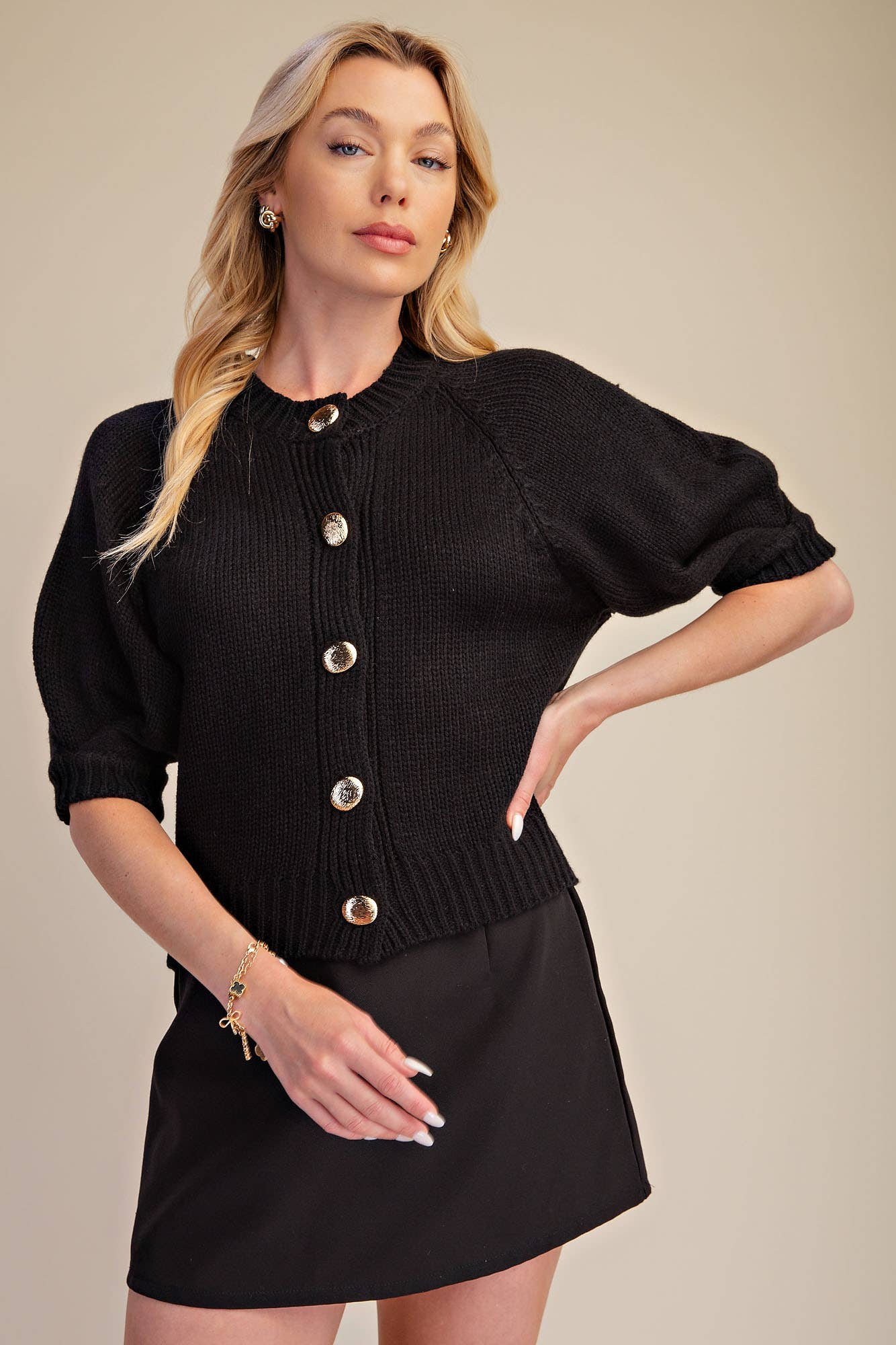 Puff Sleeve Sweater Cardigan