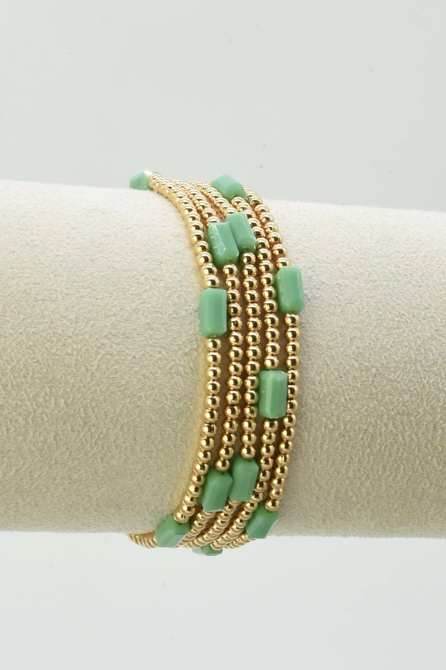 Clara Five Piece CCB and Glass Bead Stretch Bracelet Set