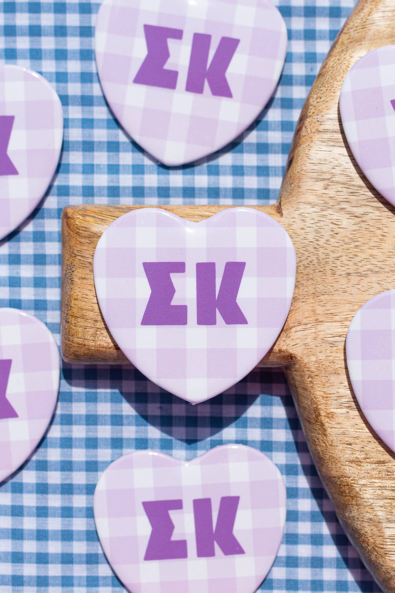 Gingham Heart buttons: Pi Beta Phi