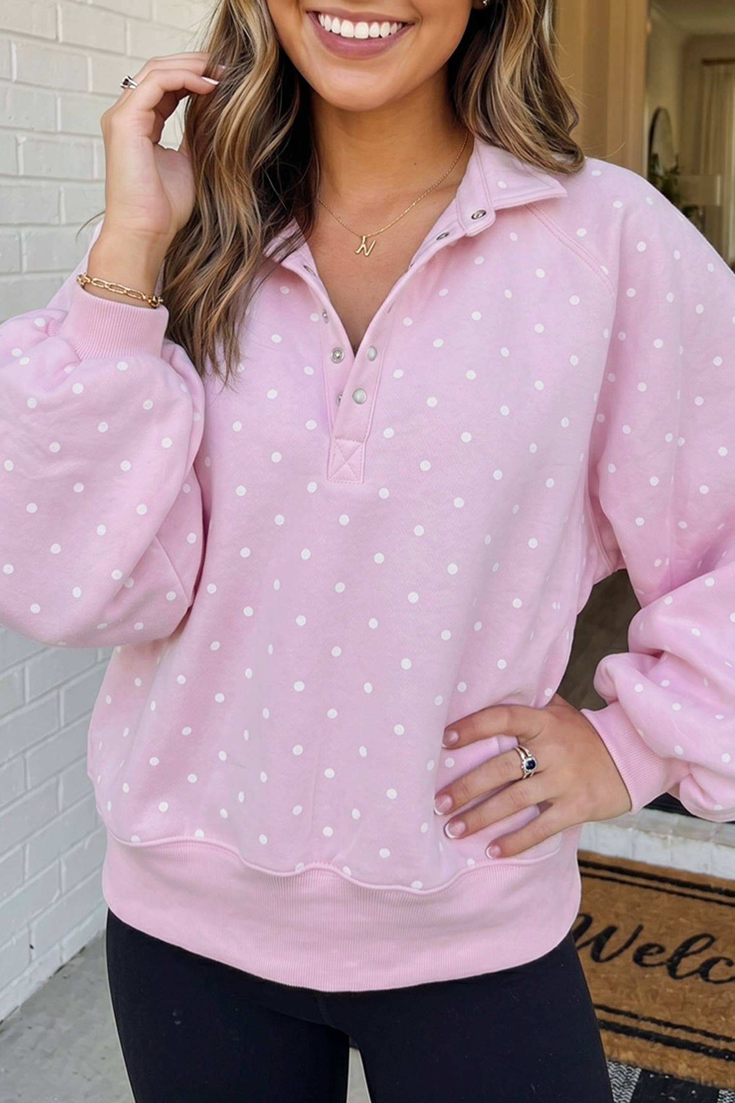 Strawberry Chip Polka Dot Pullover Sweatshirt