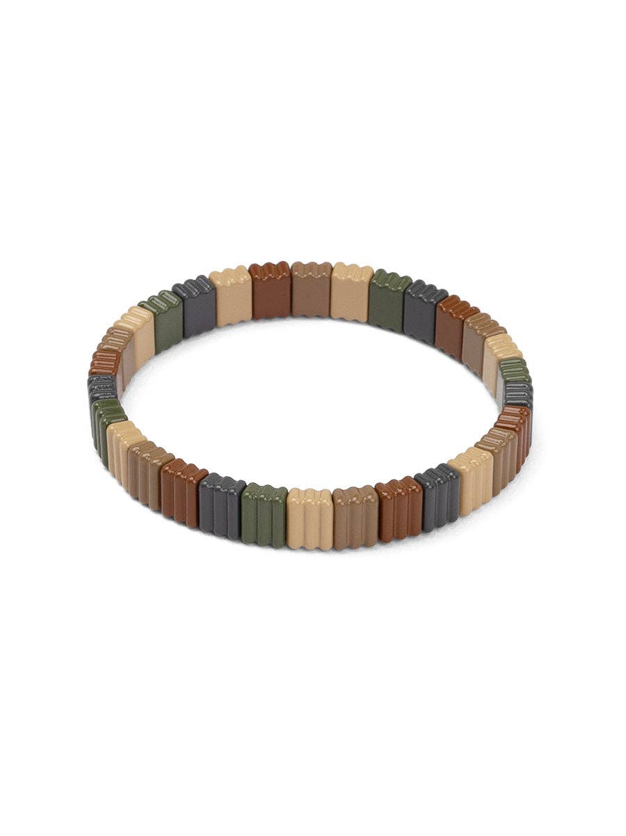 Ribbed Enamel Stretch Bracelet