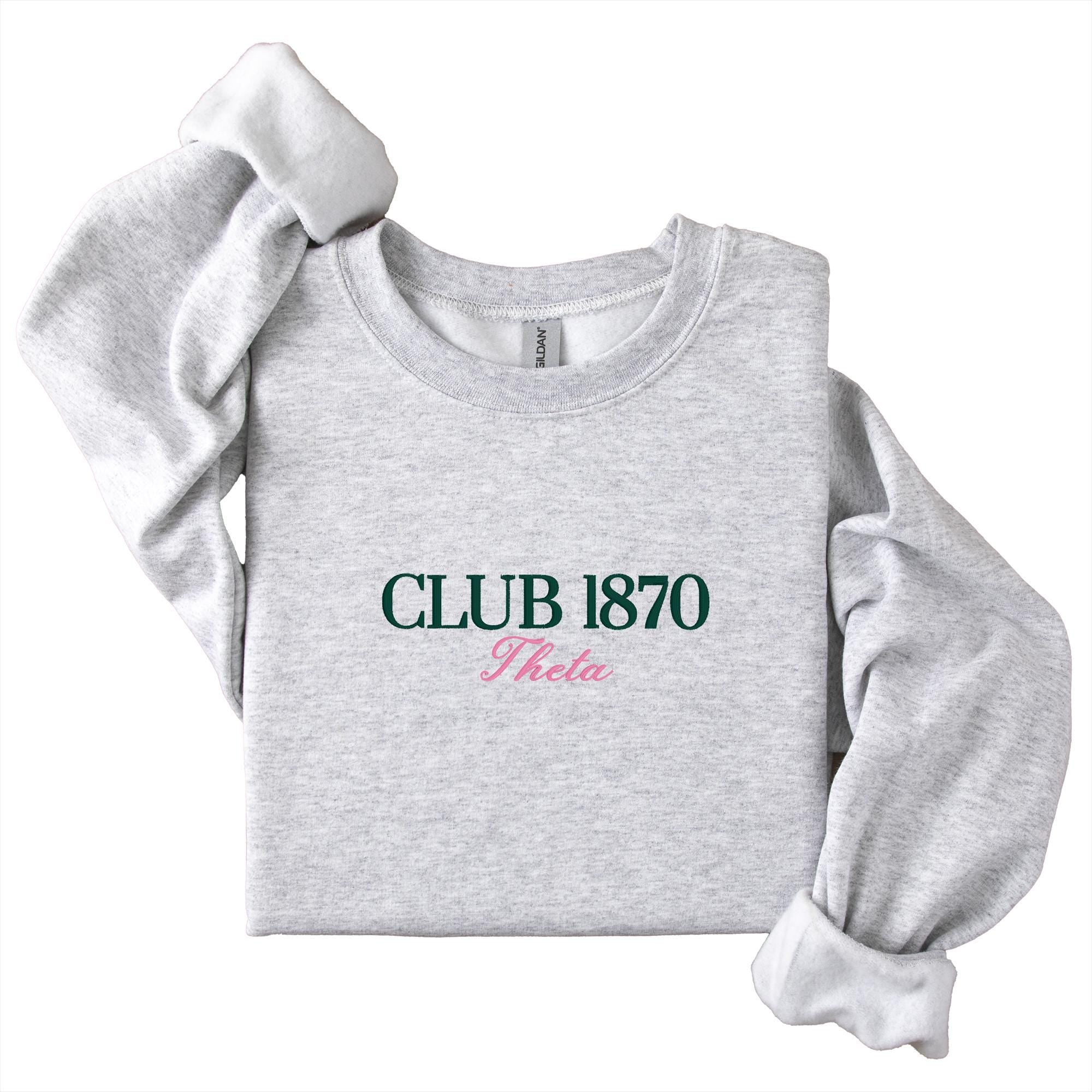 Kappa Alpha Theta Tennis Club - Embroidered & Printed Preppy Sorority Sweater - Ash