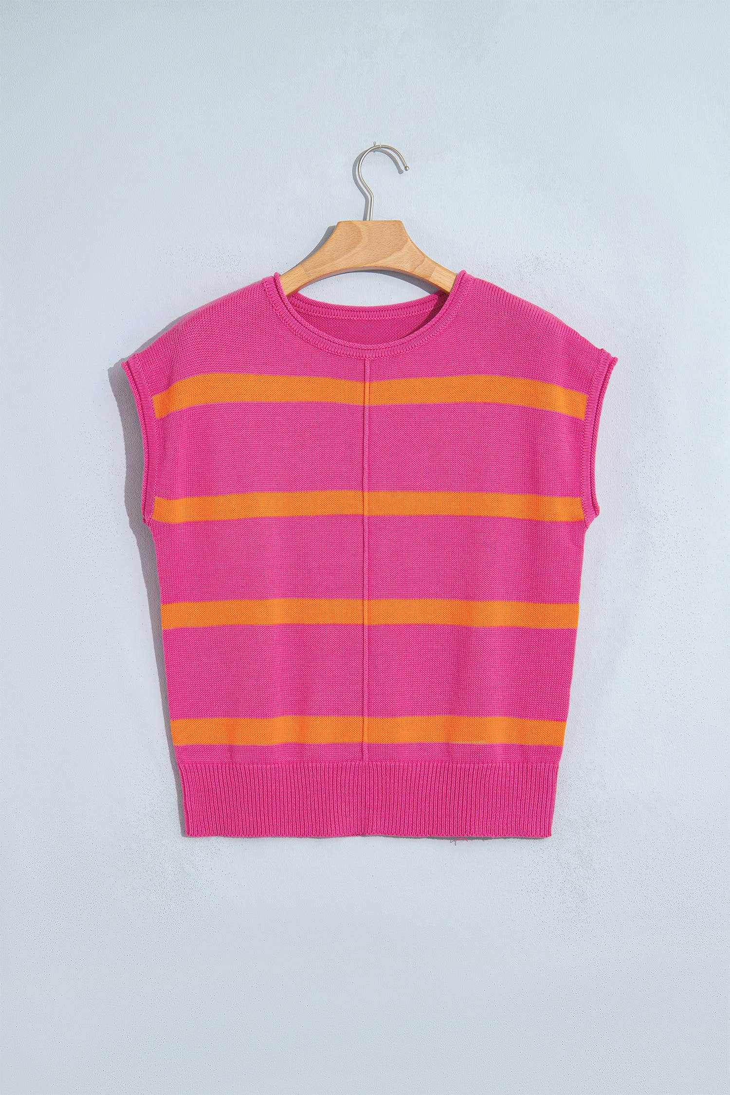 Striped Cap Sleeve Knit Sweater