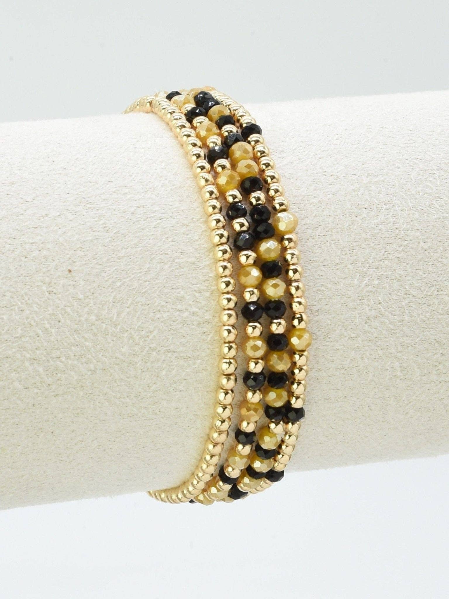 4 Piece CCB Glass Bead Stretch Bracelet Set