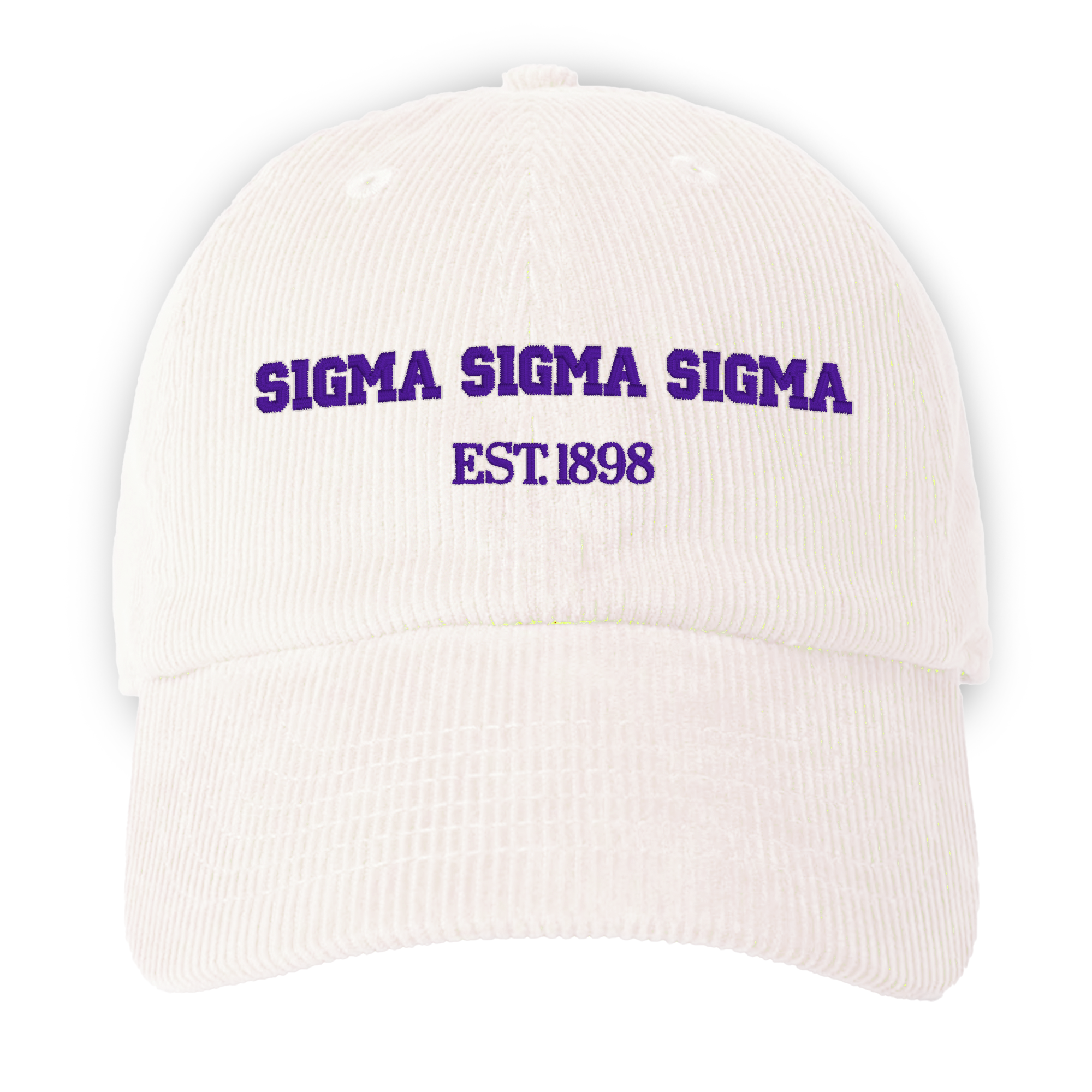 a white baseball cap with the word stigma stigma stigma on it