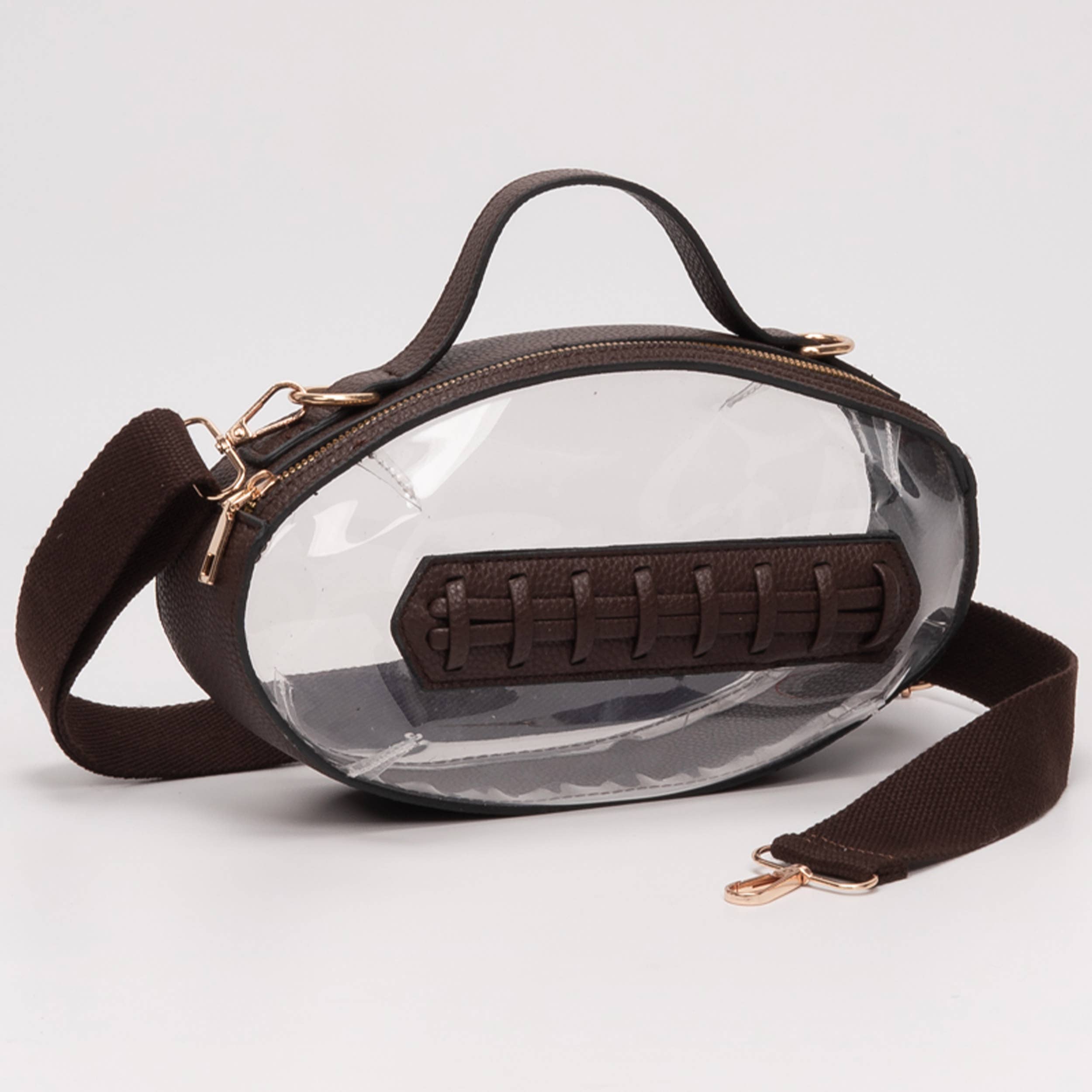 Foot Ball Shape Transparent Clear Stadium Bag: Black