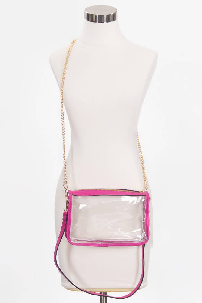 Clear Rectangle Stadium Concert Crossbody Bag: Black