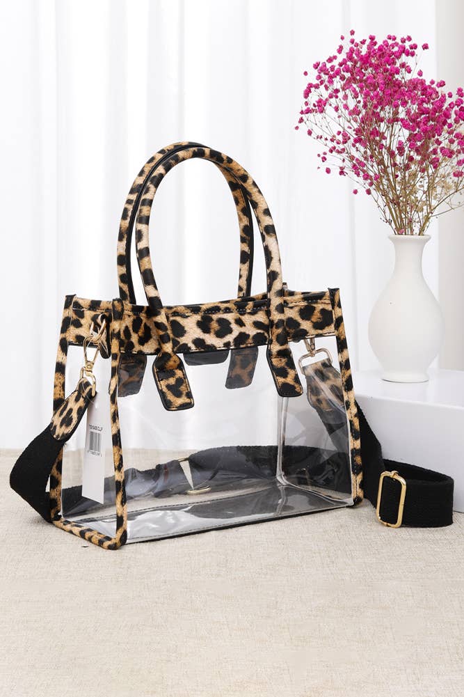 Color Trim Clear Hand Bag: Gold