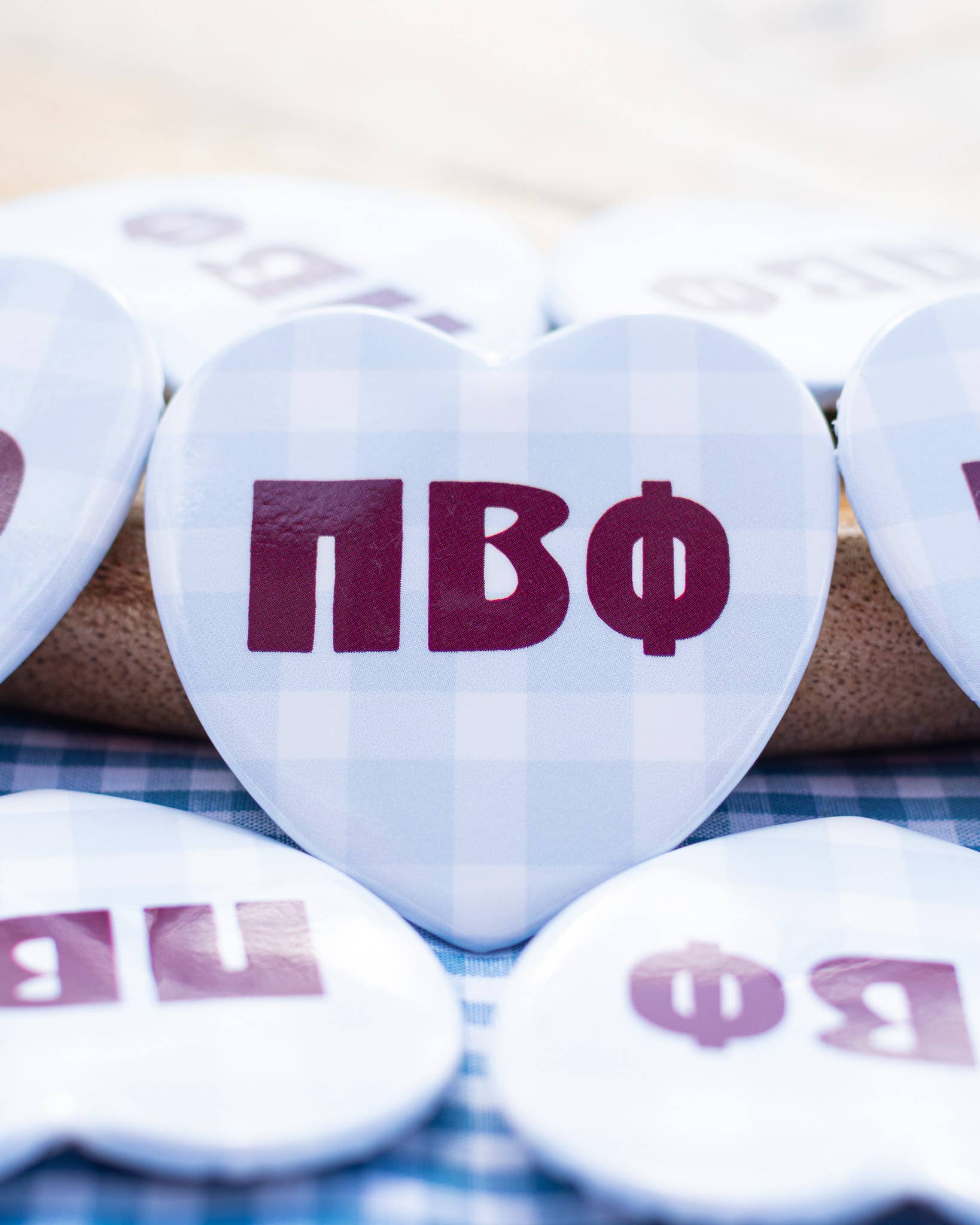 Gingham Heart buttons: Pi Beta Phi