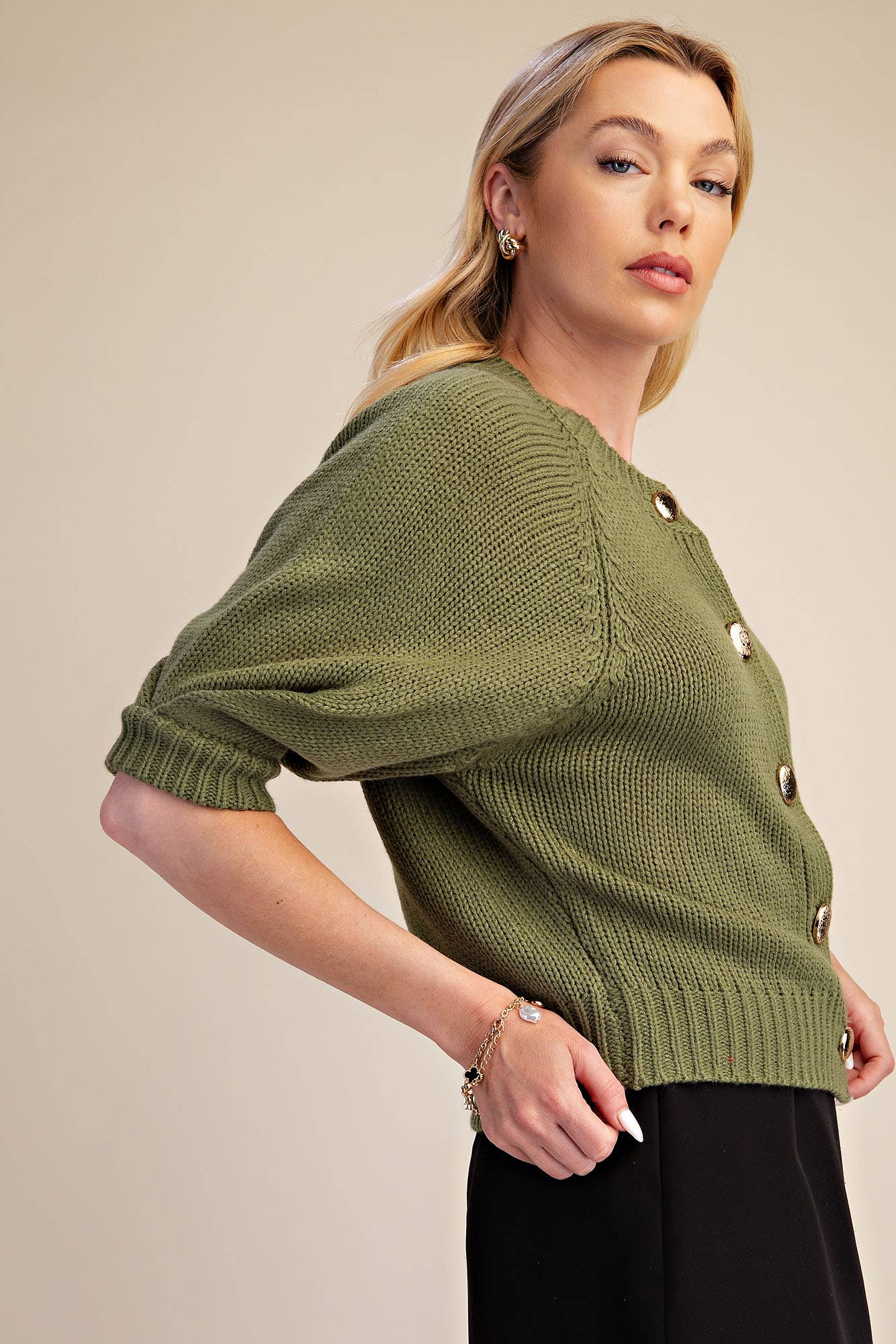 Puff Sleeve Sweater Cardigan