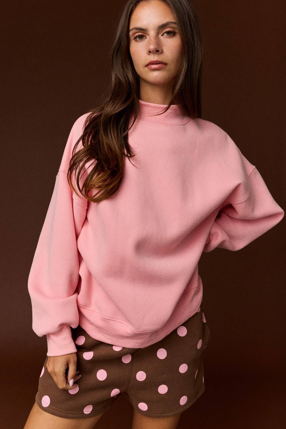 Pink MOCK NECK SWEATER