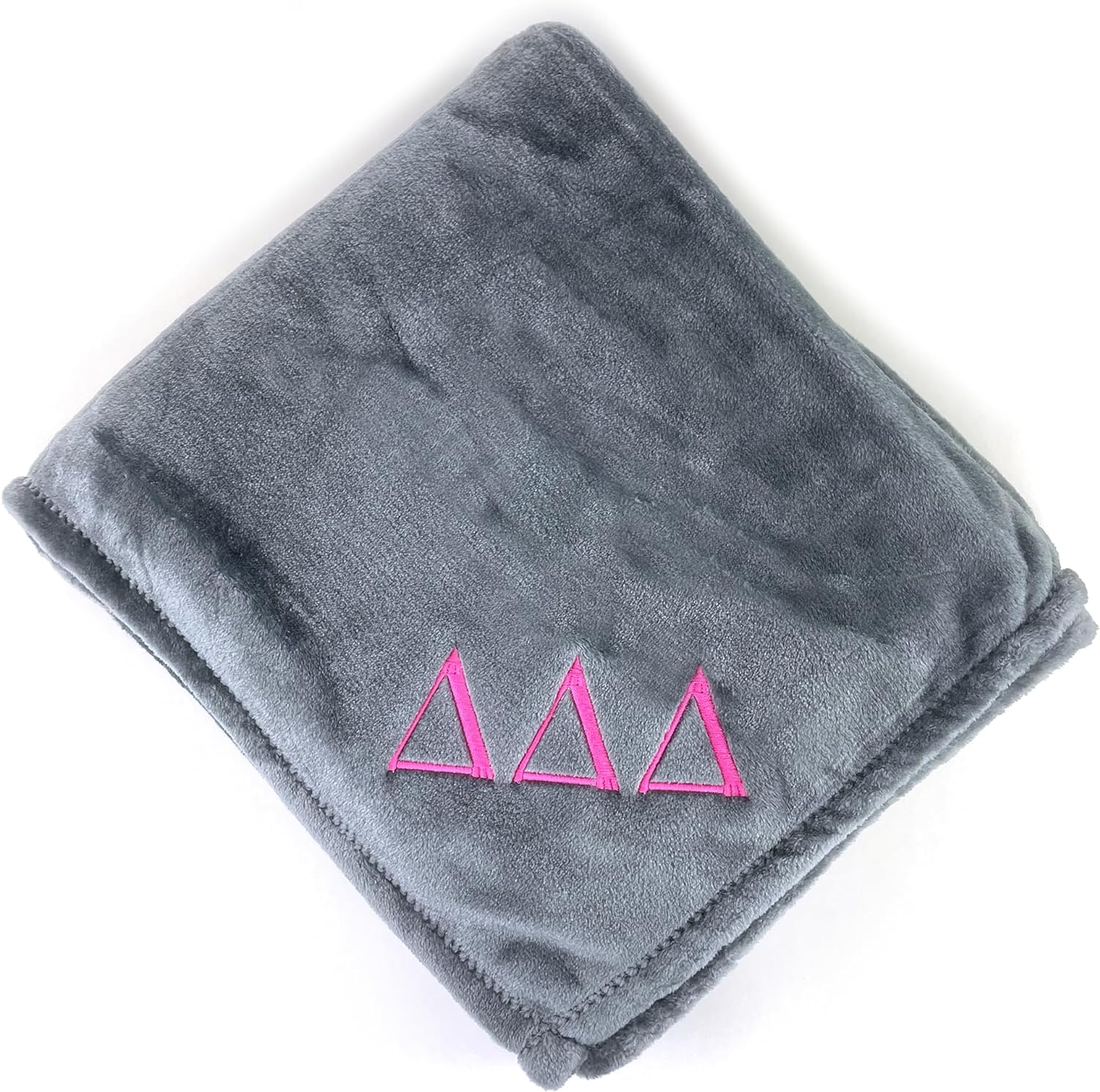 Delta Delta Delta Plush Throw Blanket - Gray/Pink