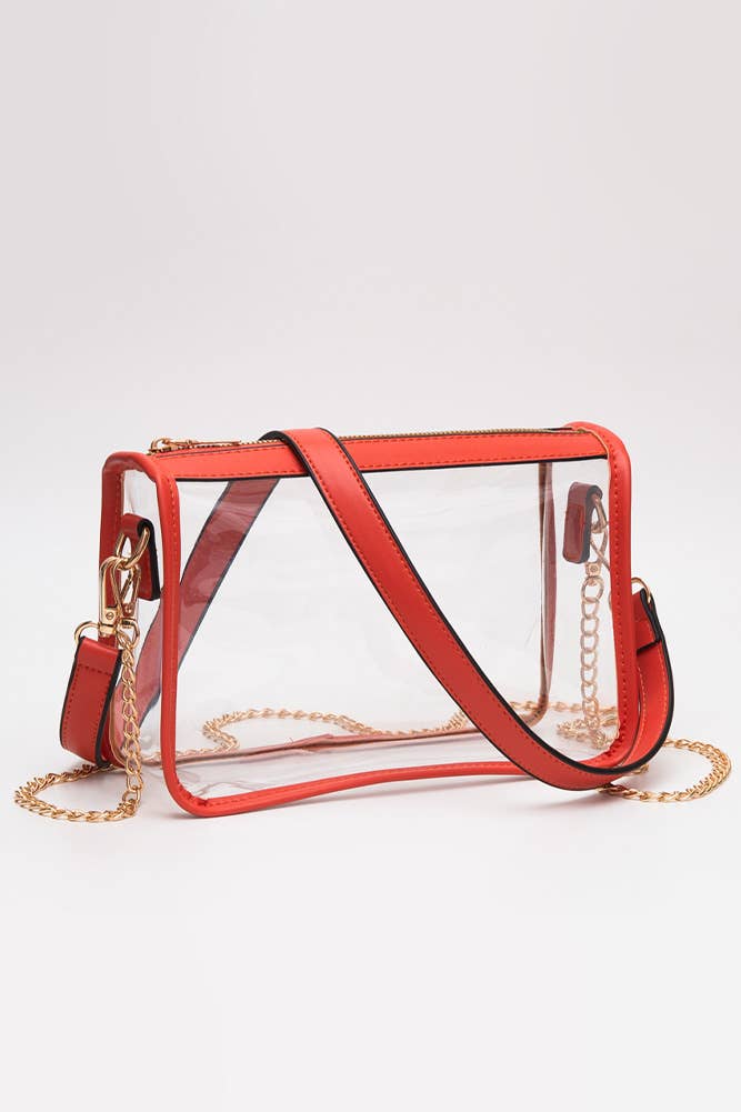 Clear Rectangle Stadium Concert Crossbody Bag: Black