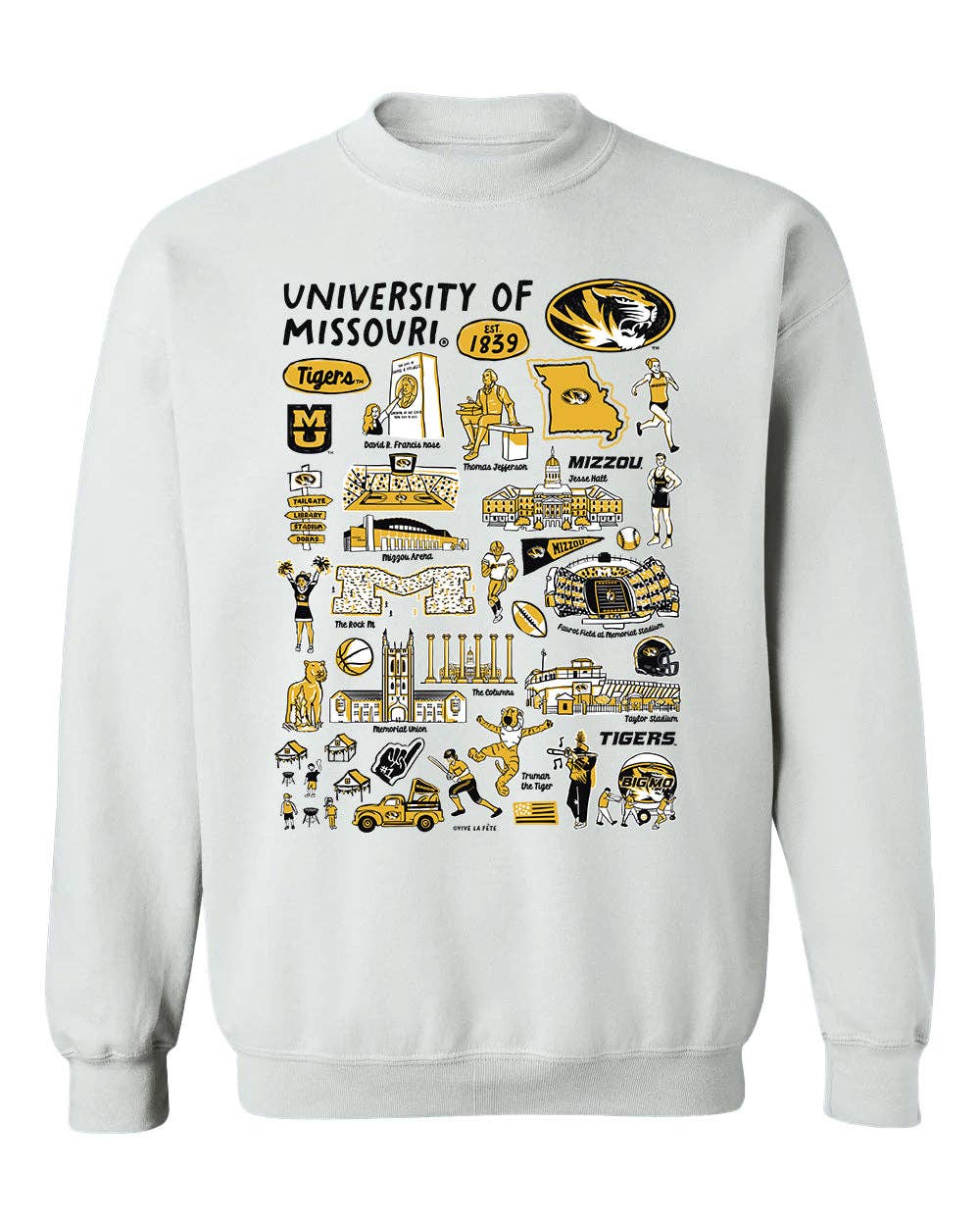 Missouri Tigers MU Vive La Fete Impressions Black Cotton Crewneck Sweatshirt for Women: Black / S