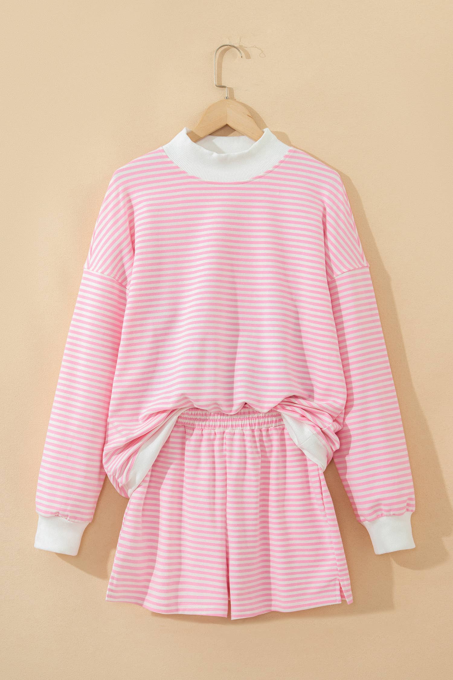 Stripe Oversize Sweatshirt and Shorts Set