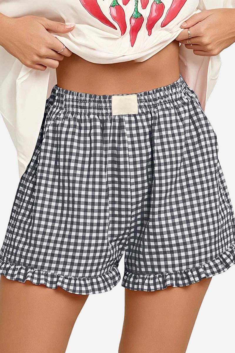 Gingham Frilled Casual Shorts