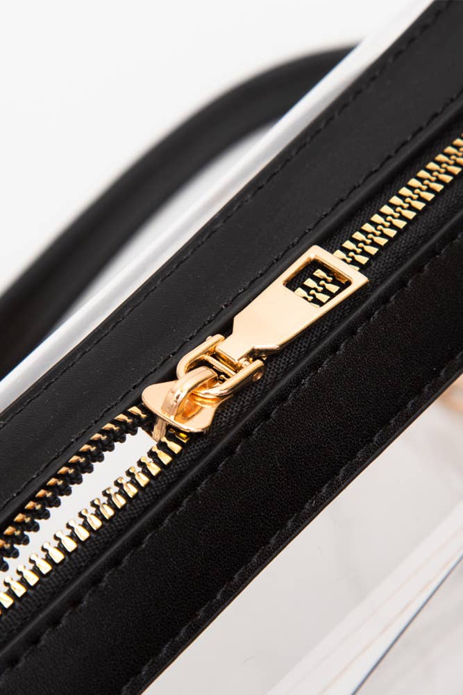 Clear Rectangle Stadium Concert Crossbody Bag: Gold