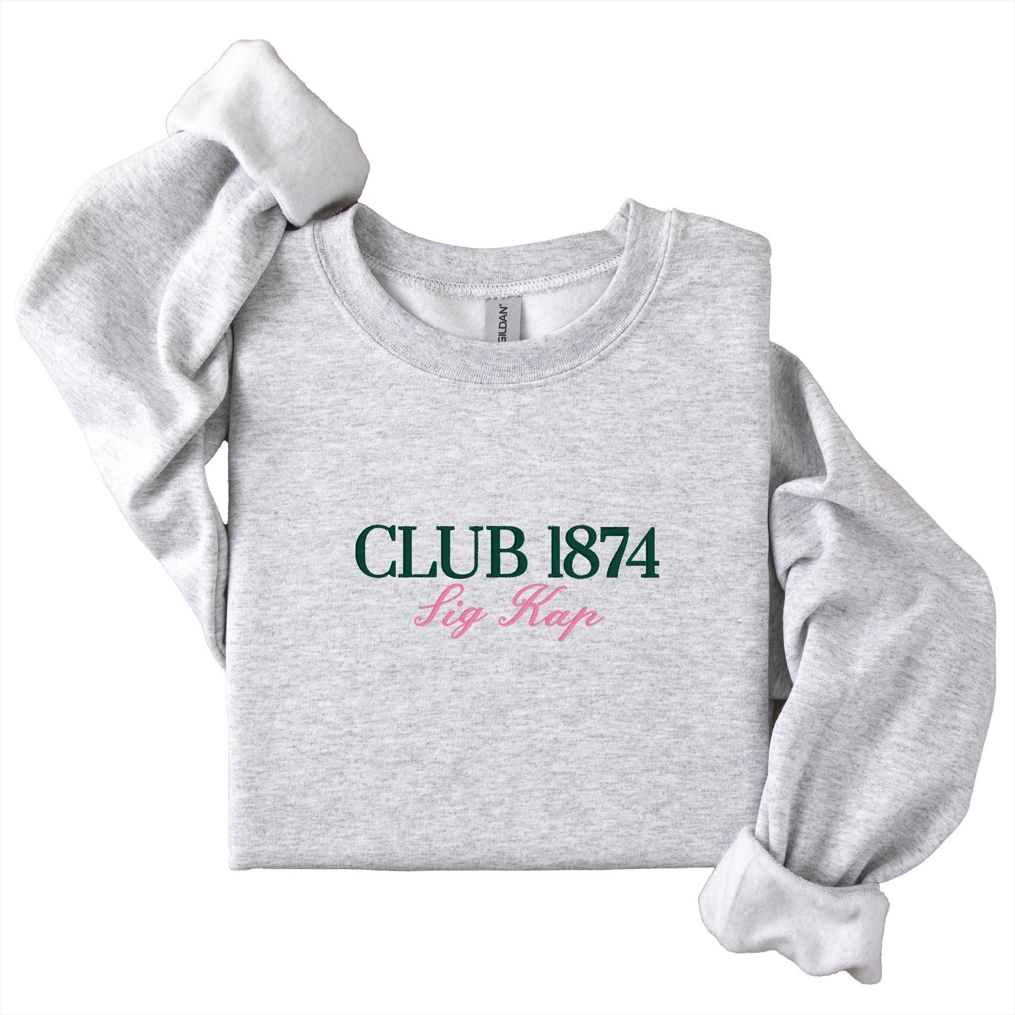 Sigma Kappa Tennis Club - Embroidered & Printed Preppy Sorority Sweater - Ash