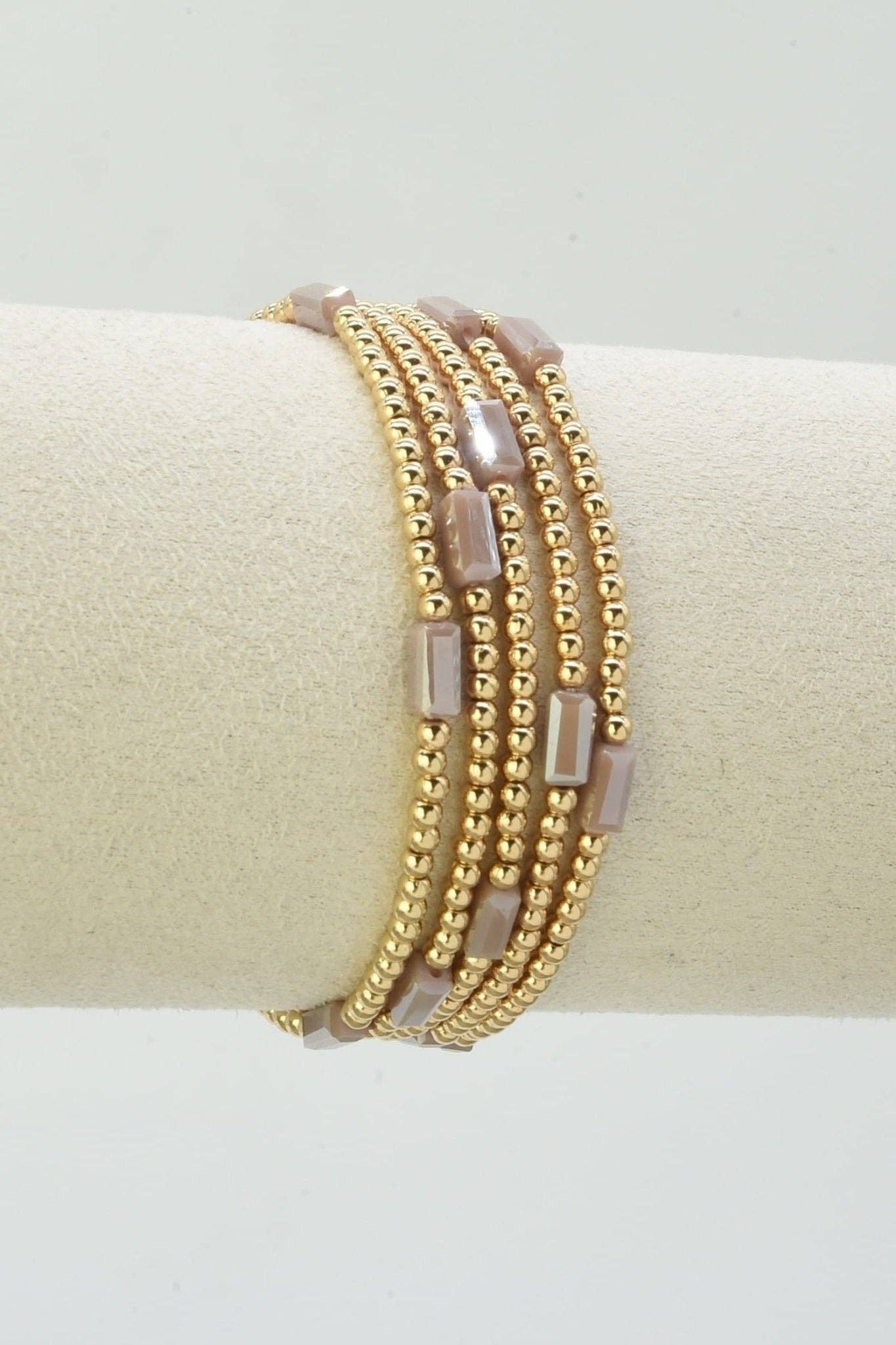 Clara Five Piece CCB and Glass Bead Stretch Bracelet Set