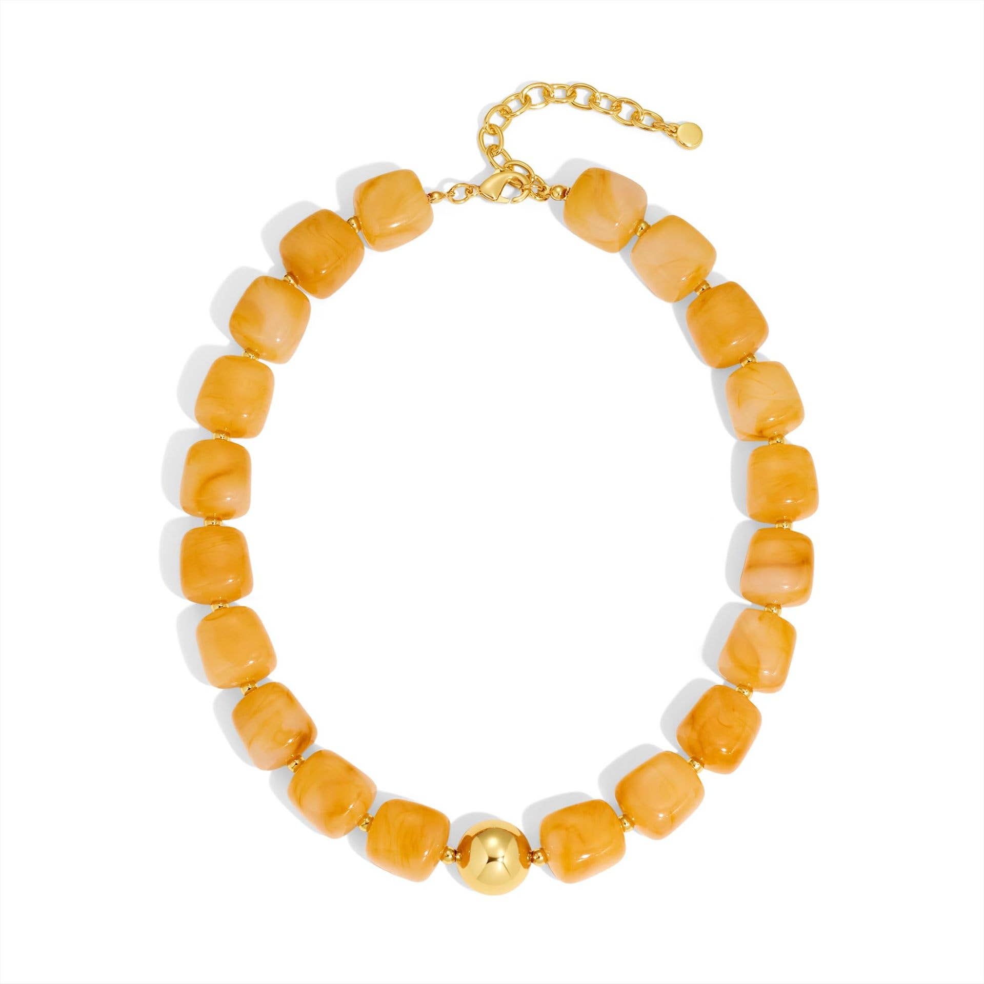 Square Resin Bead Necklace With Gold Ball Detail
