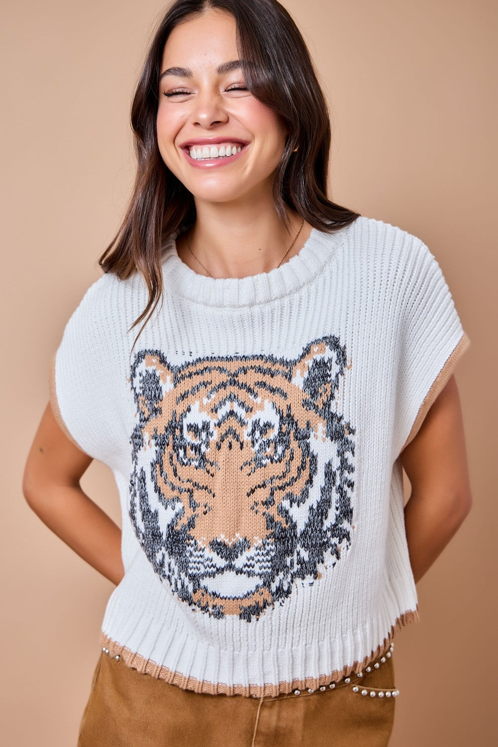 Tiger Face Sweater Vest