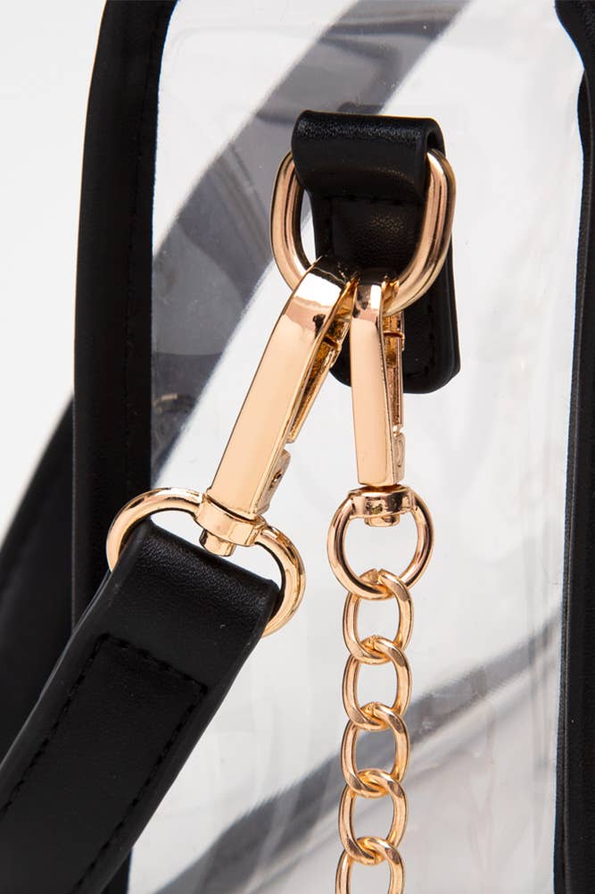 Clear Rectangle Stadium Concert Crossbody Bag: Gold