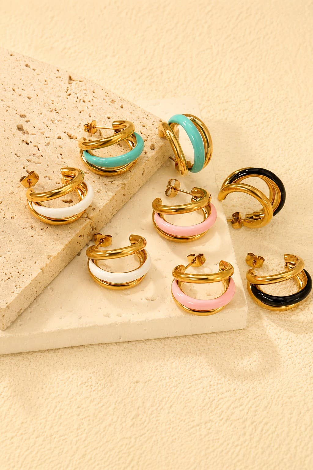 18K Stainless Steel Tarnish Free Enamel Hoop