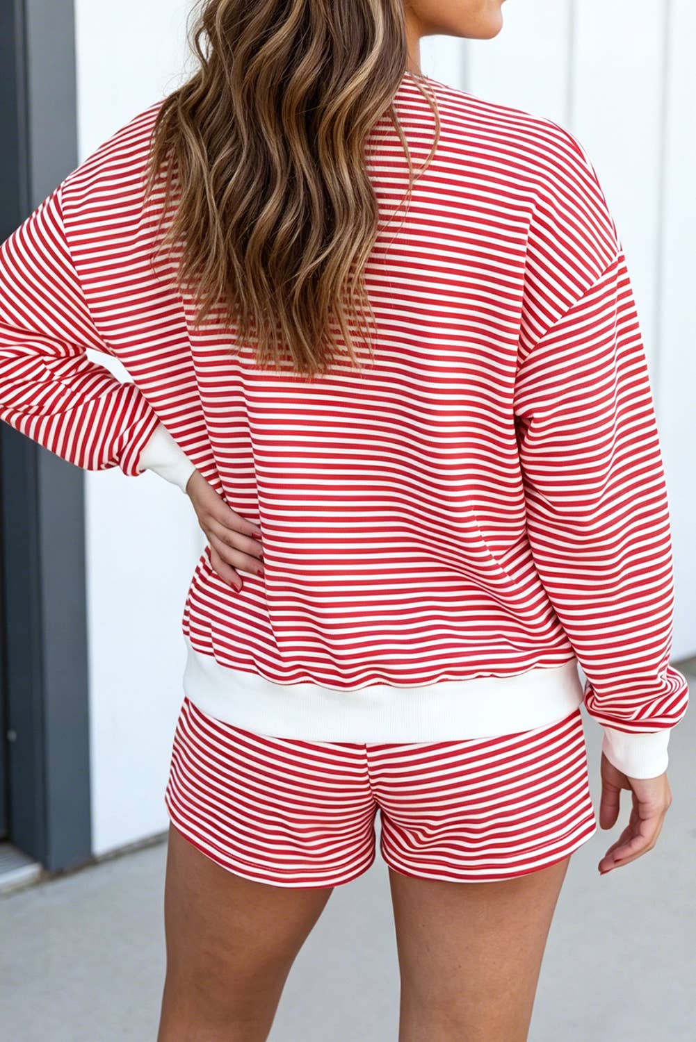 Stripe Oversize Sweatshirt and Shorts Set