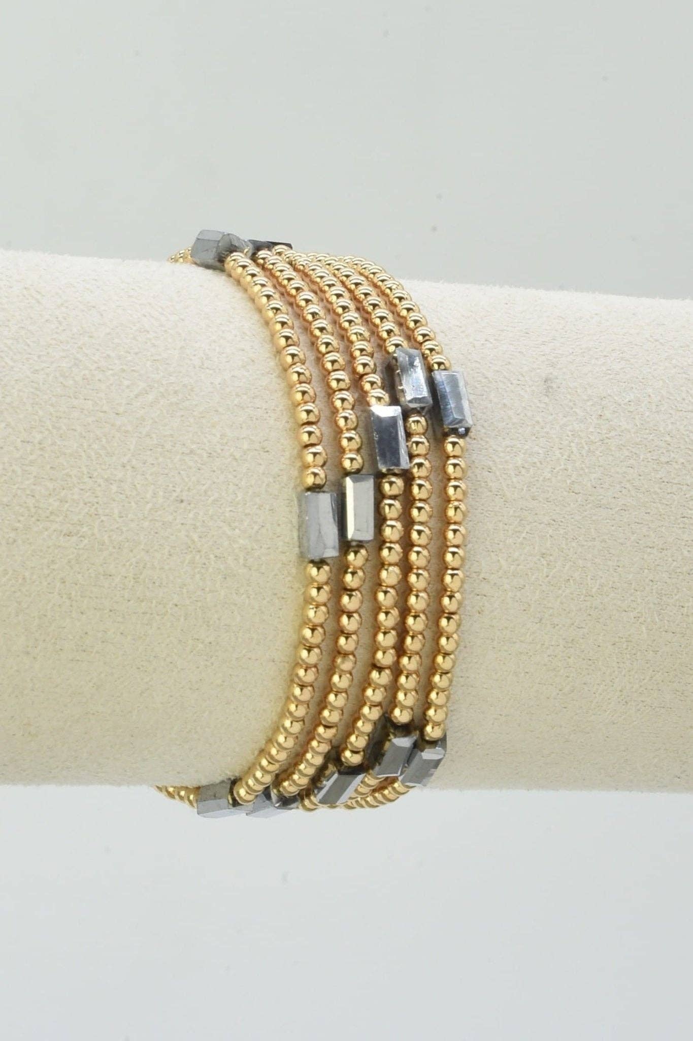 Clara Five Piece CCB and Glass Bead Stretch Bracelet Set