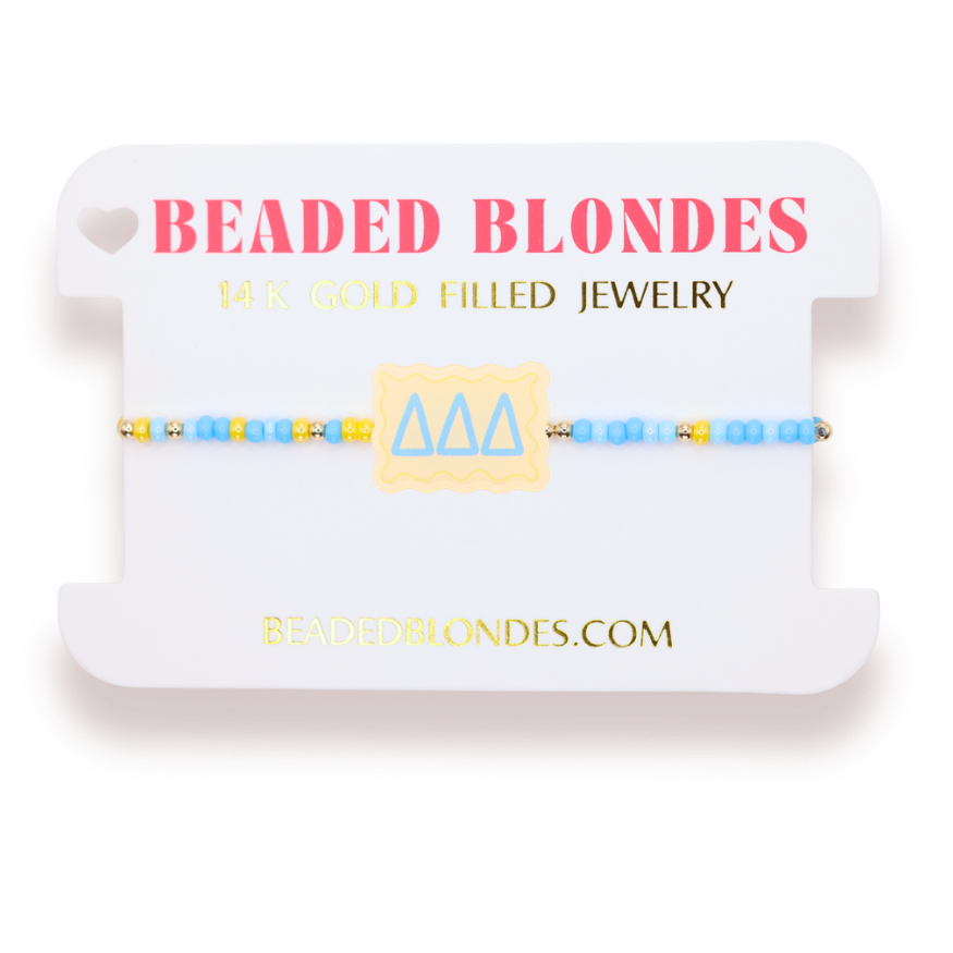 Delta Delta Delta Block Bracelet on Color - Beaded Blondes