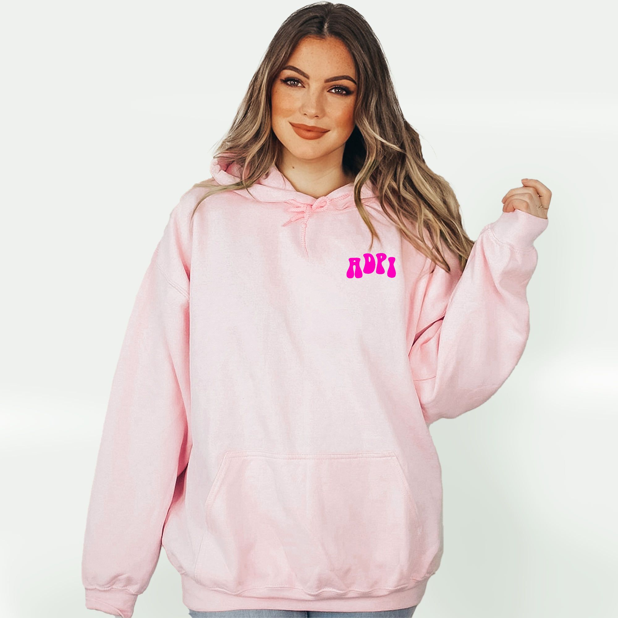 Alpha Delta Pi Retro Floral Pink Hoodie - ADPi