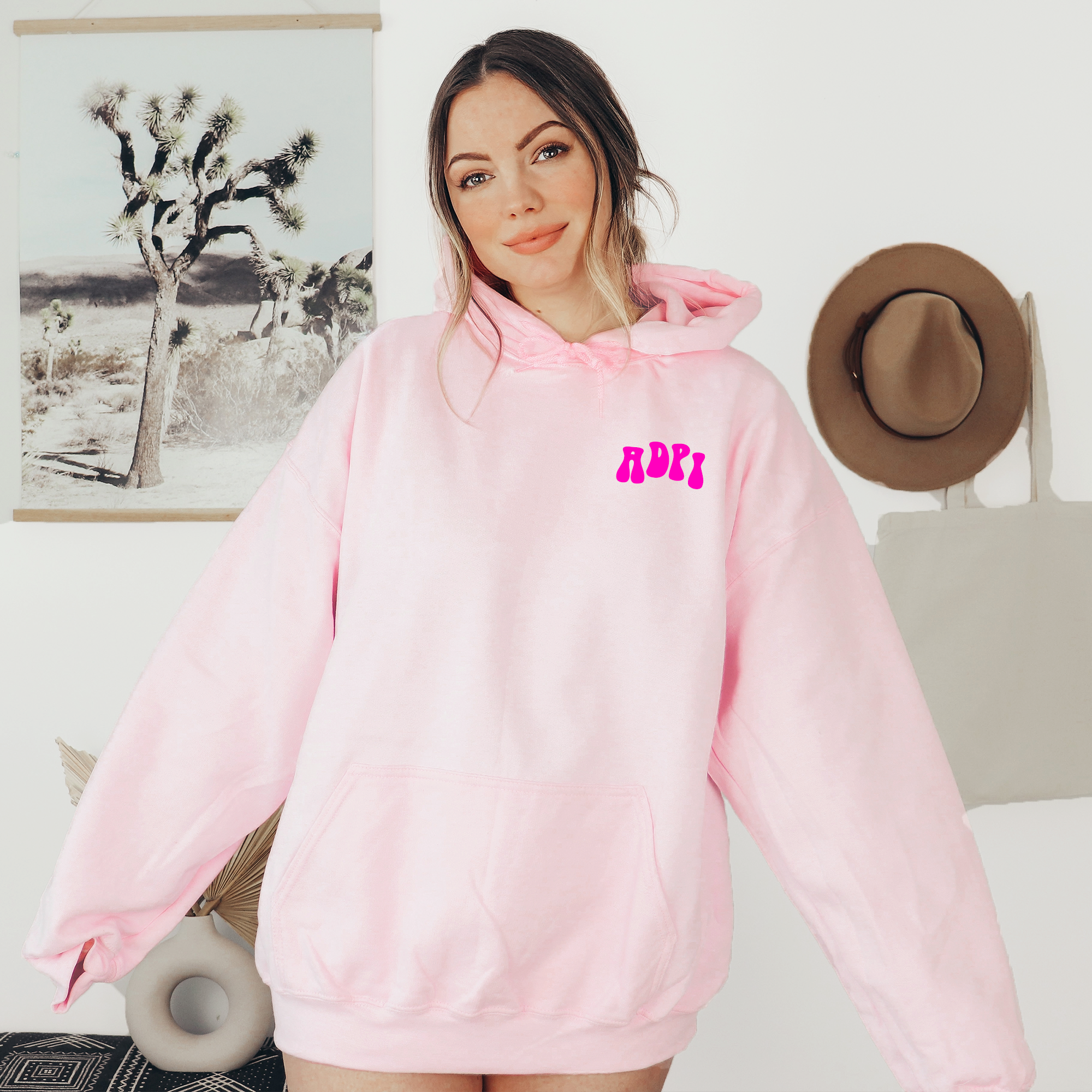 Alpha Delta Pi Retro Floral Pink Hoodie - ADPi