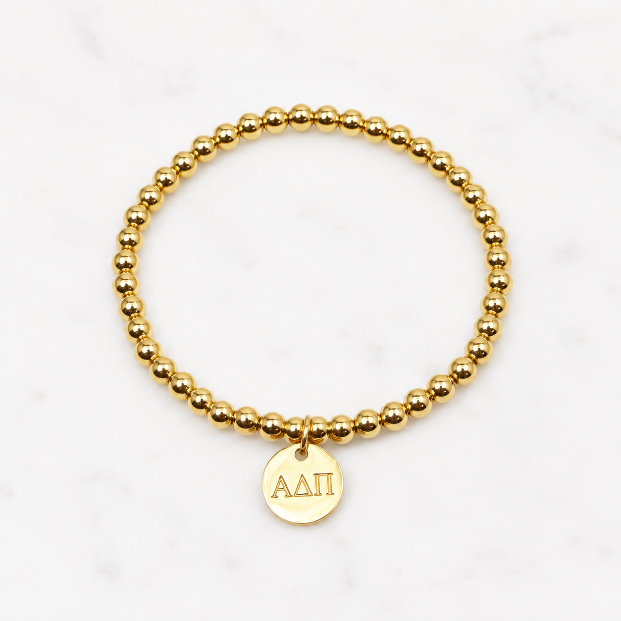 Alpha Delta Pi Gold Beaded Stretch Bracelet, Sorority Gift