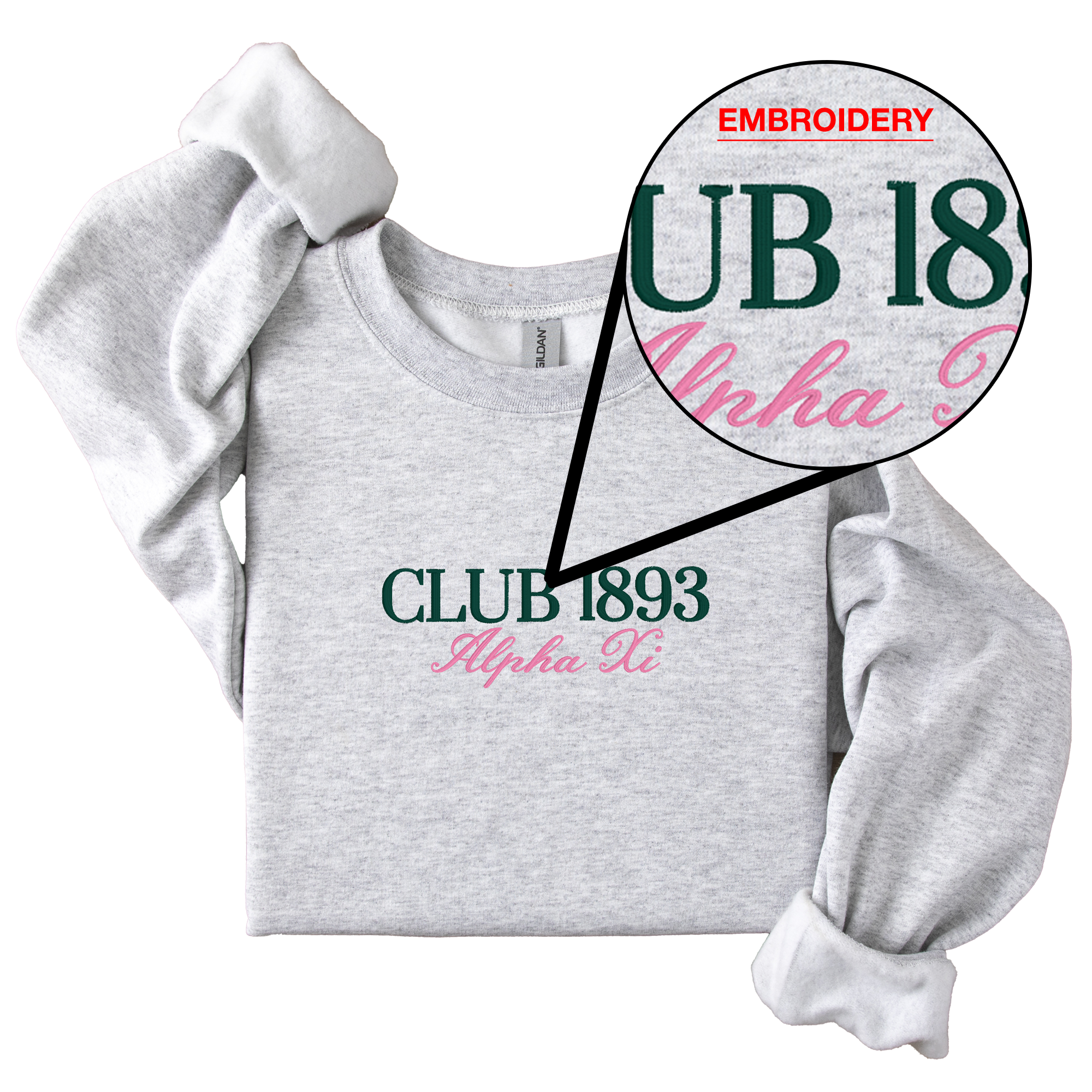 Alpha Xi Delta Tennis Club - Embroidered & Printed Preppy Sorority Sweater - Ash