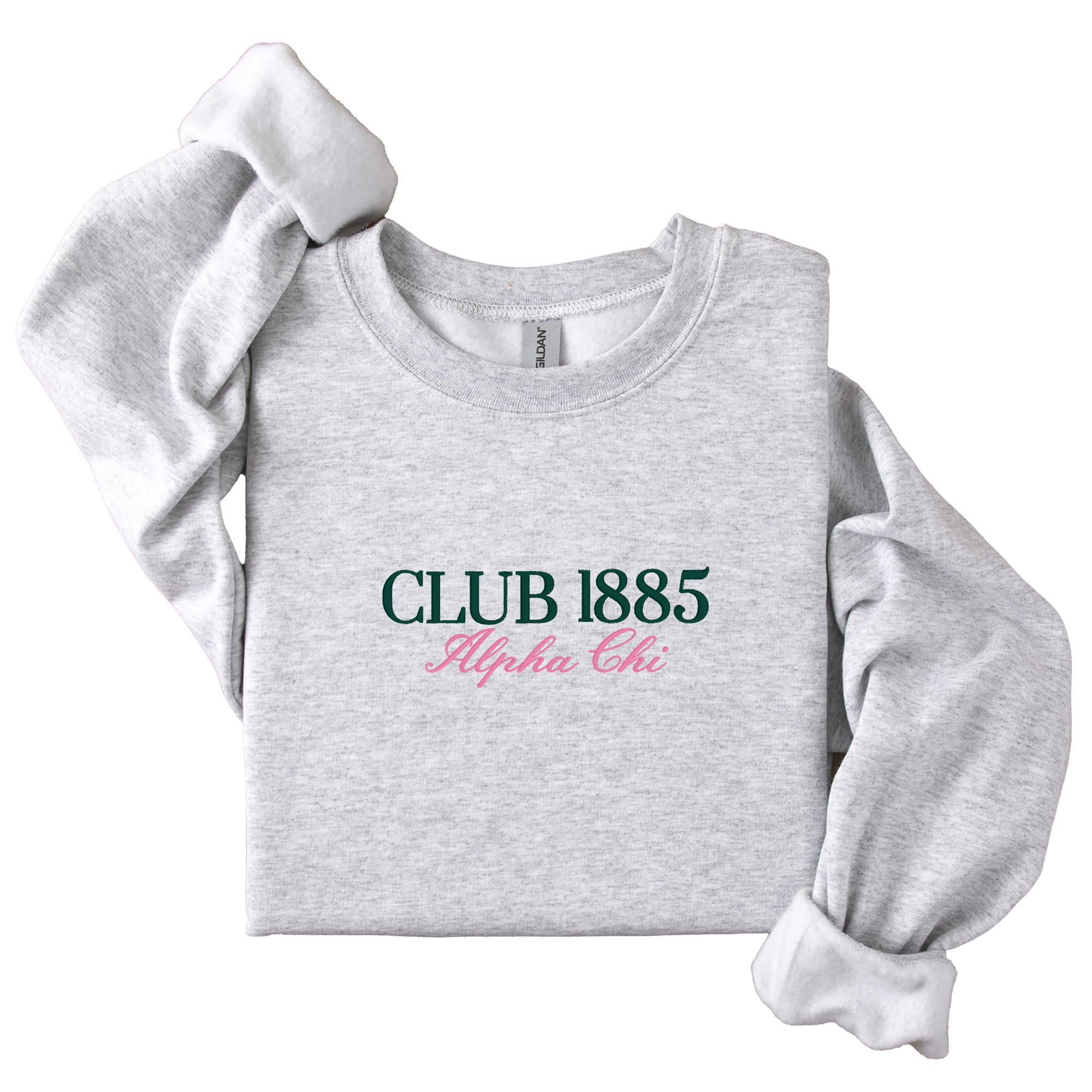 Alpha Chi Omega Tennis Club - Embroidered & Printed Preppy Sorority Sweater - Ash