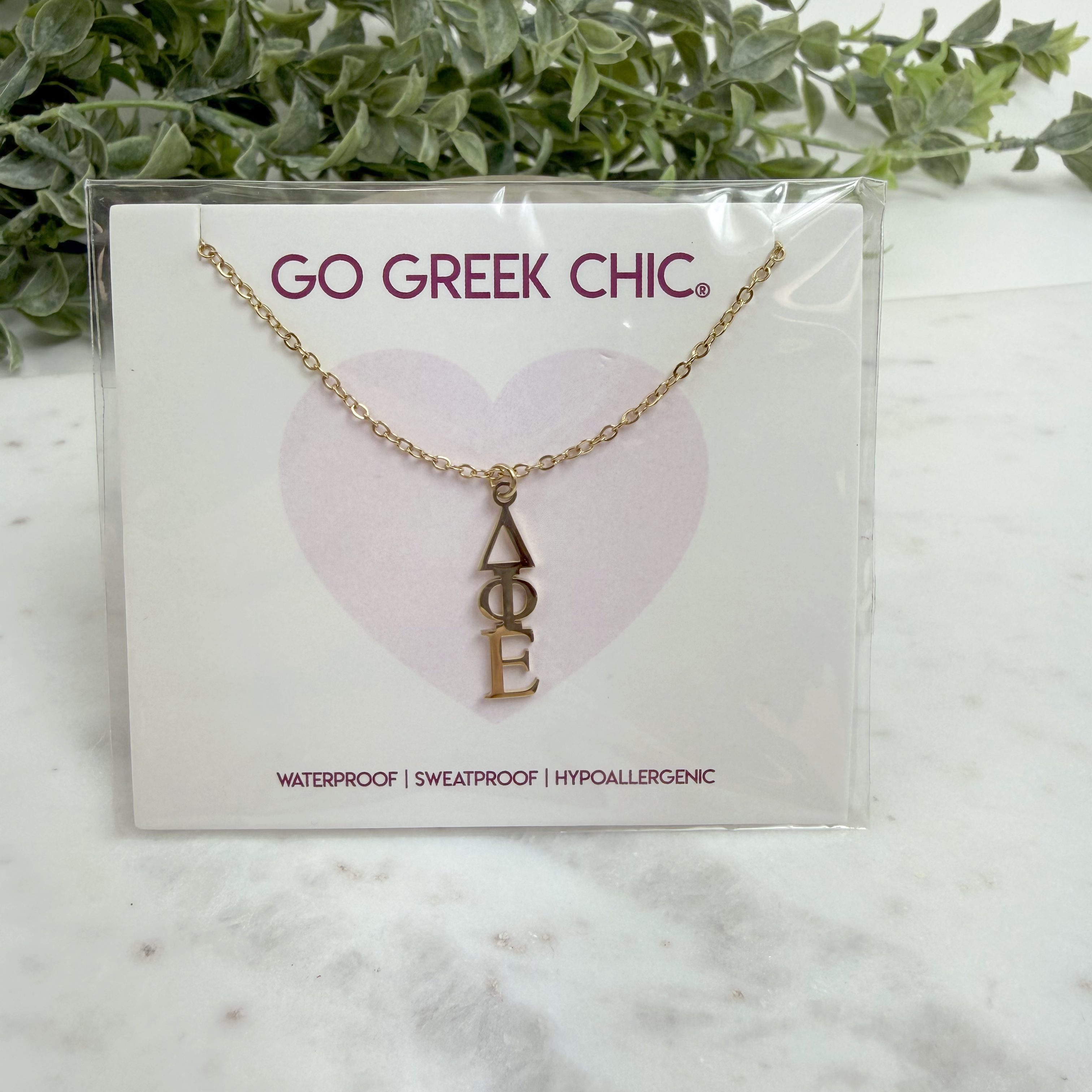 Delta Phi Epsilon Gold Lavaliere Necklace, Sorority Jewelry Gift