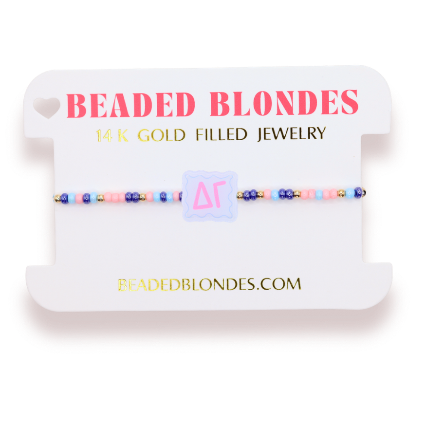 Delta Gamma Block Bracelet on Color - Beaded Blondes