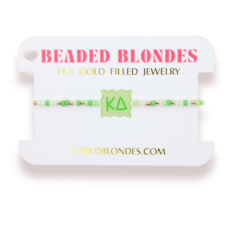 Kappa Delta Block Bracelet on Color - Beaded Blondes