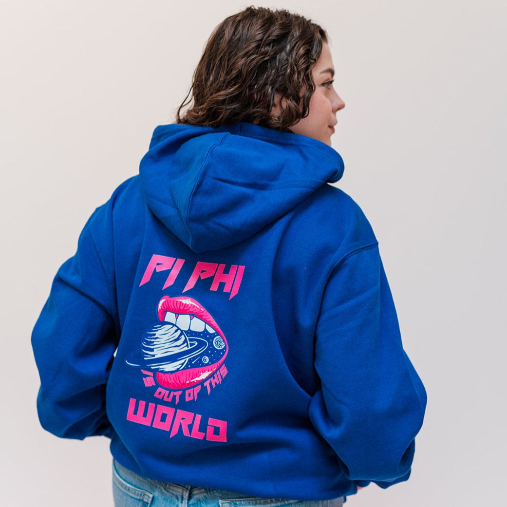 Pi Phi is out of this World Hoodie - Blue Hooded Sweatshirt for Pi Beta Phi