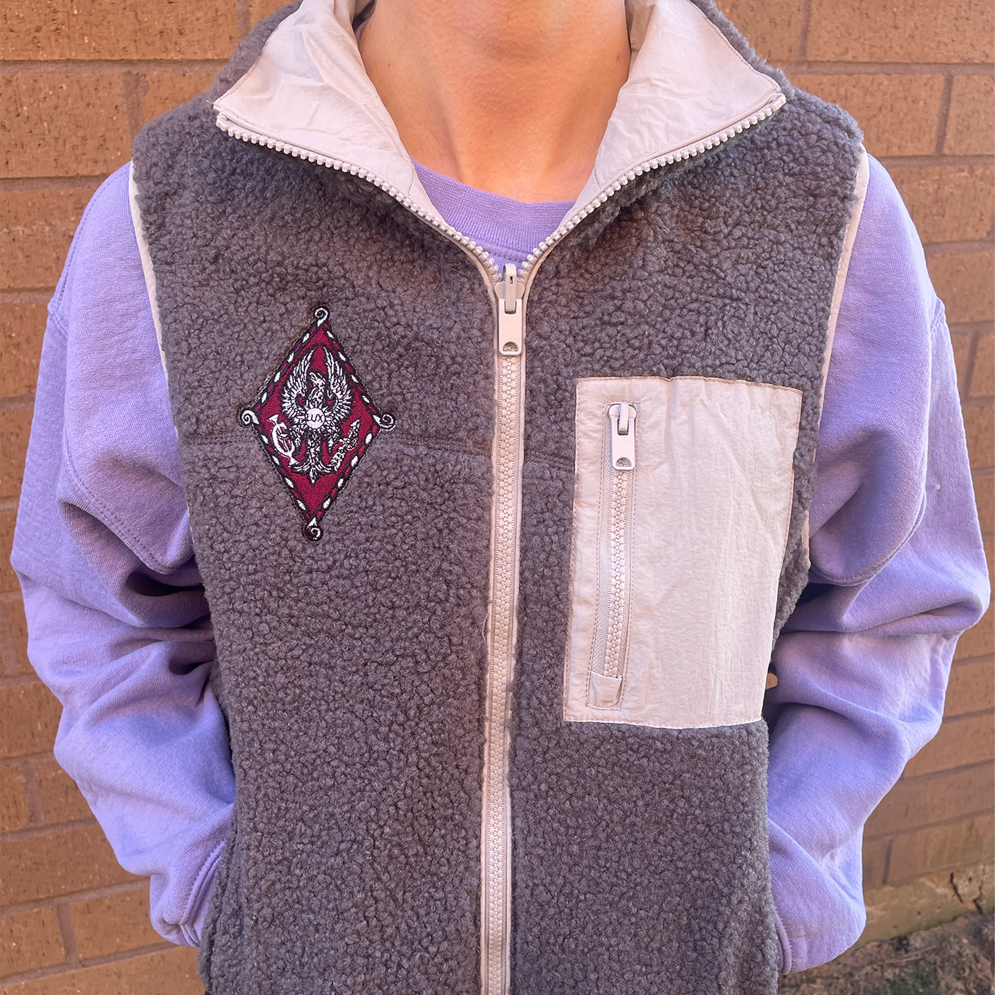 Pi Beta Phi Sherpa Vests - Crest Embroidered