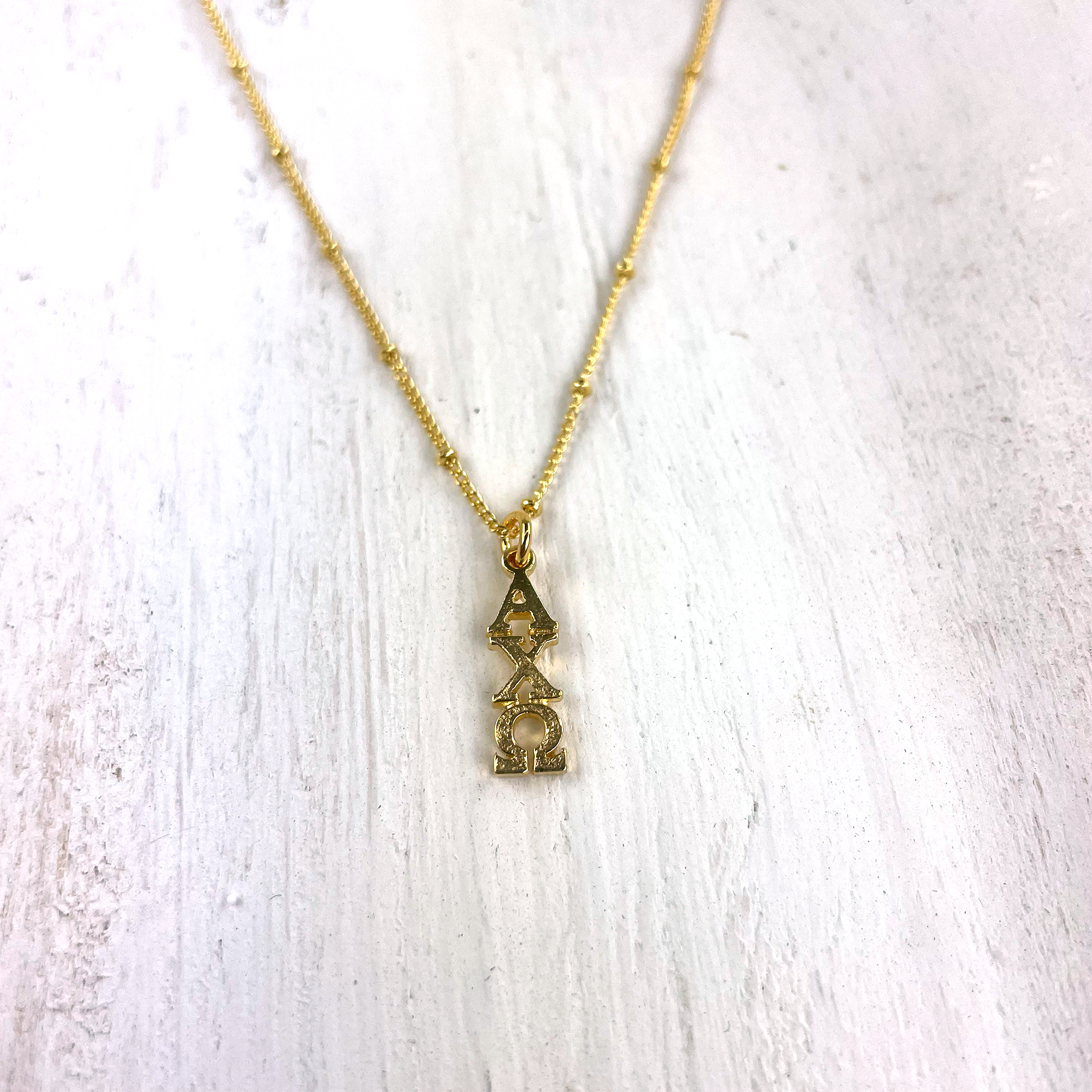 Alpha Chi Omega Lavalier Necklace - Gold Plated