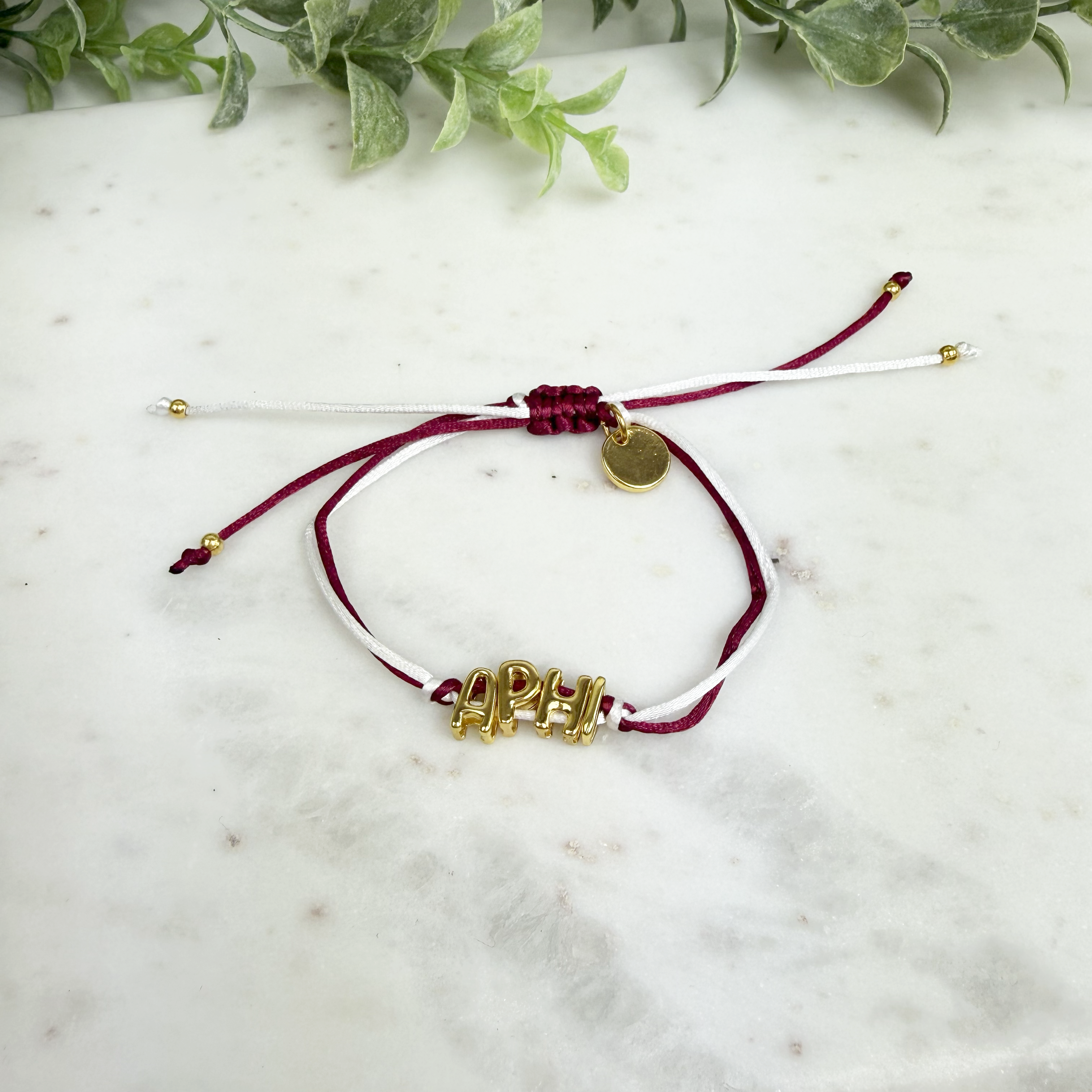 Alpha Phi Gold Letter Cinch Tie Bracelet – APhi Sorority Bracelet