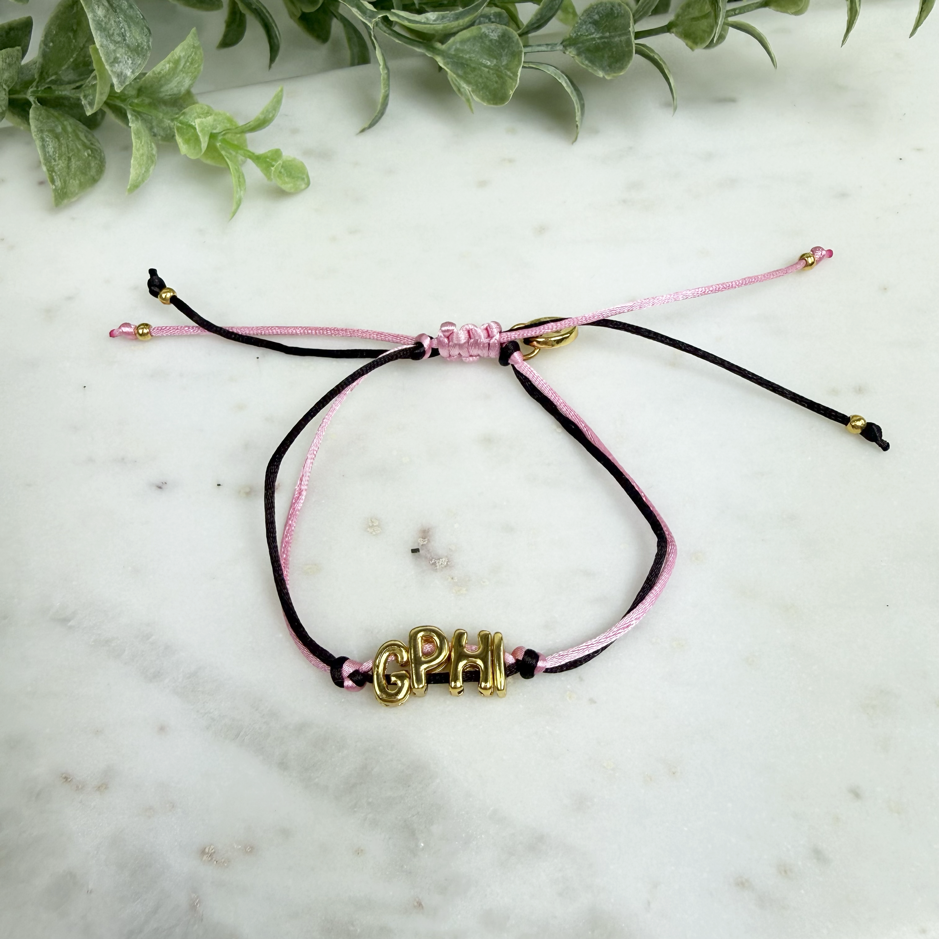 Gamma Phi Beta Gold Letter Cinch Tie Bracelet – GPhi Sorority Bracelet