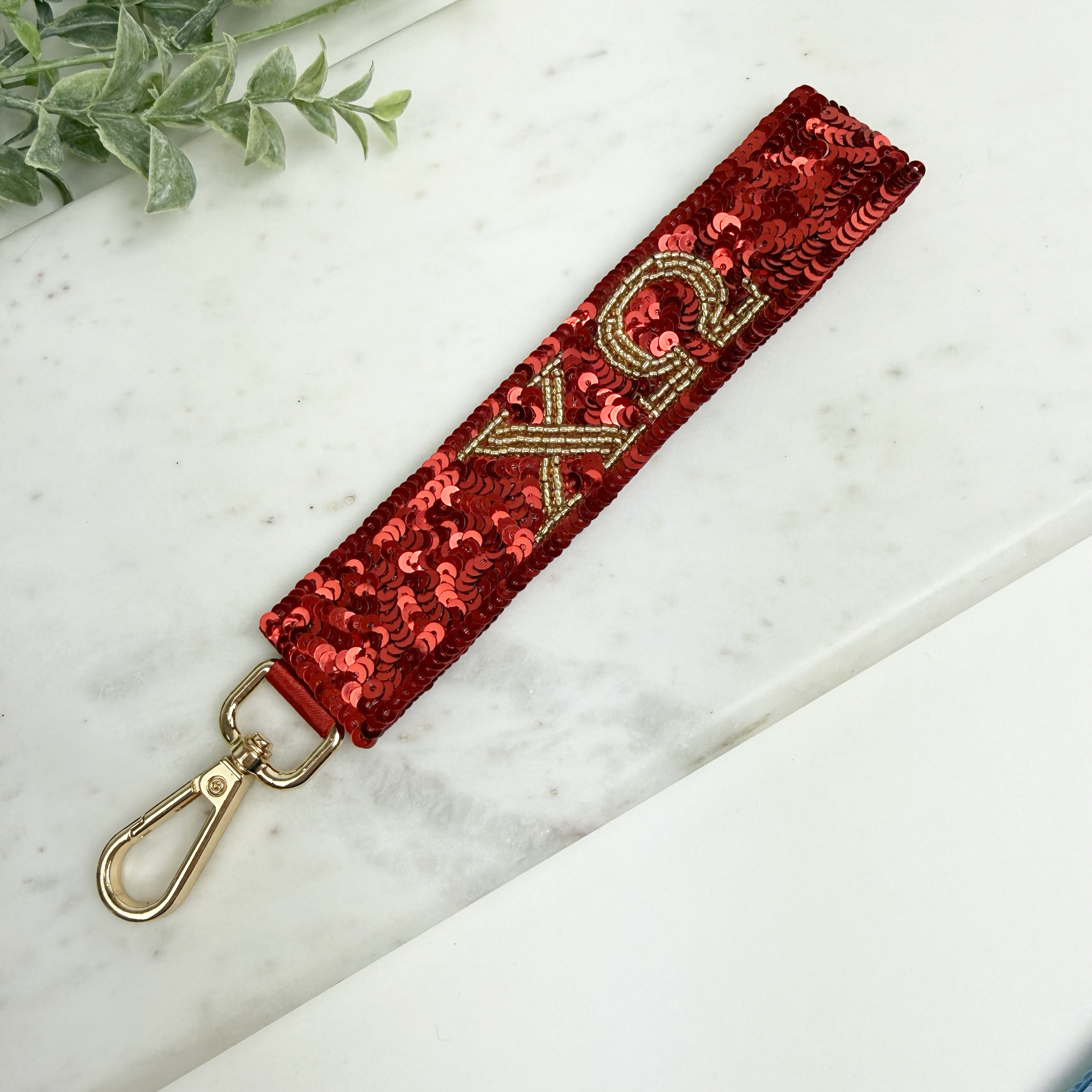 Chi Omega Sequin Wristlet Keychain – ΧΩ Sorority Keychain