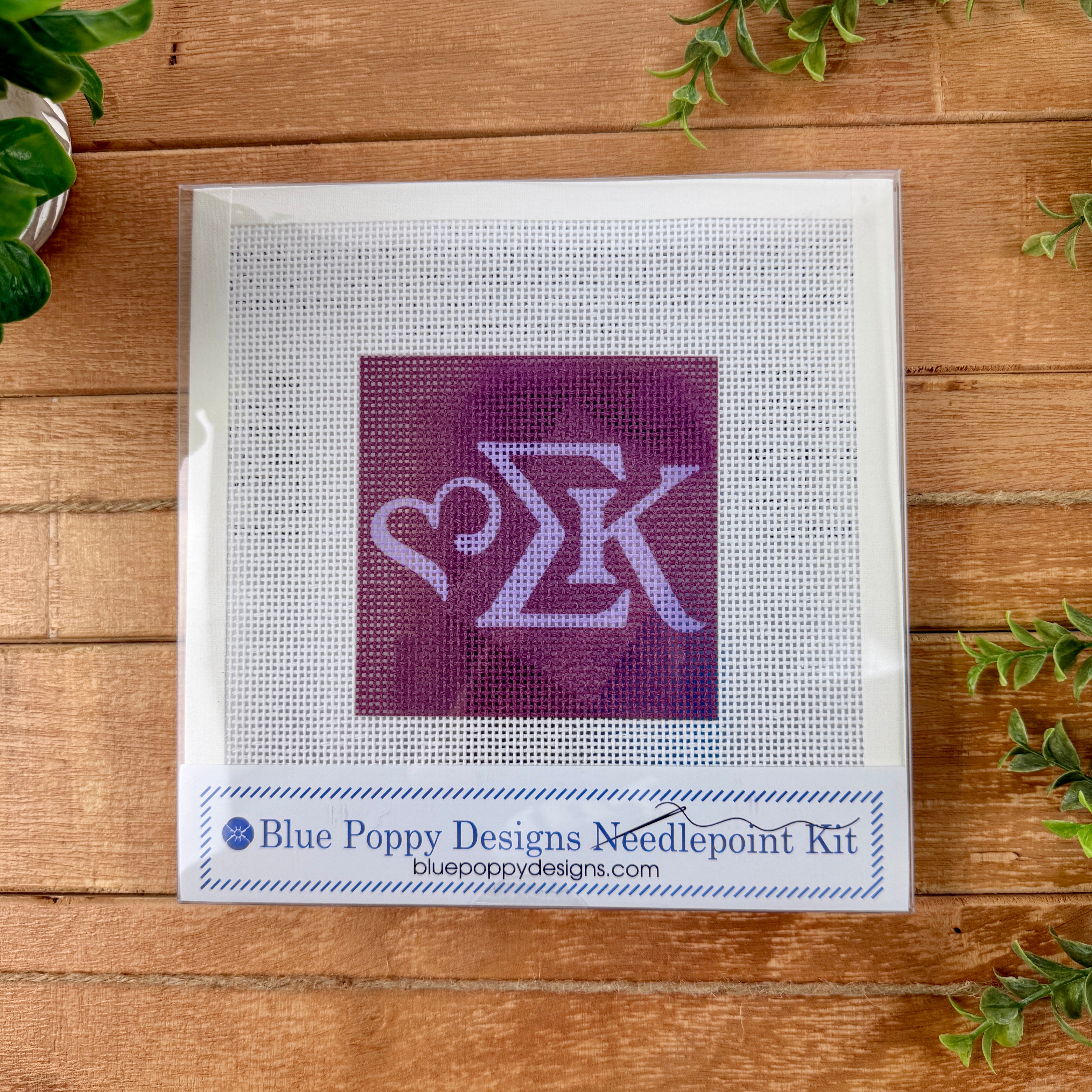 Sigma Kappa New Branding Needlepoint Kit,  Sorority Needlepoint Canvas by Blue Poppy