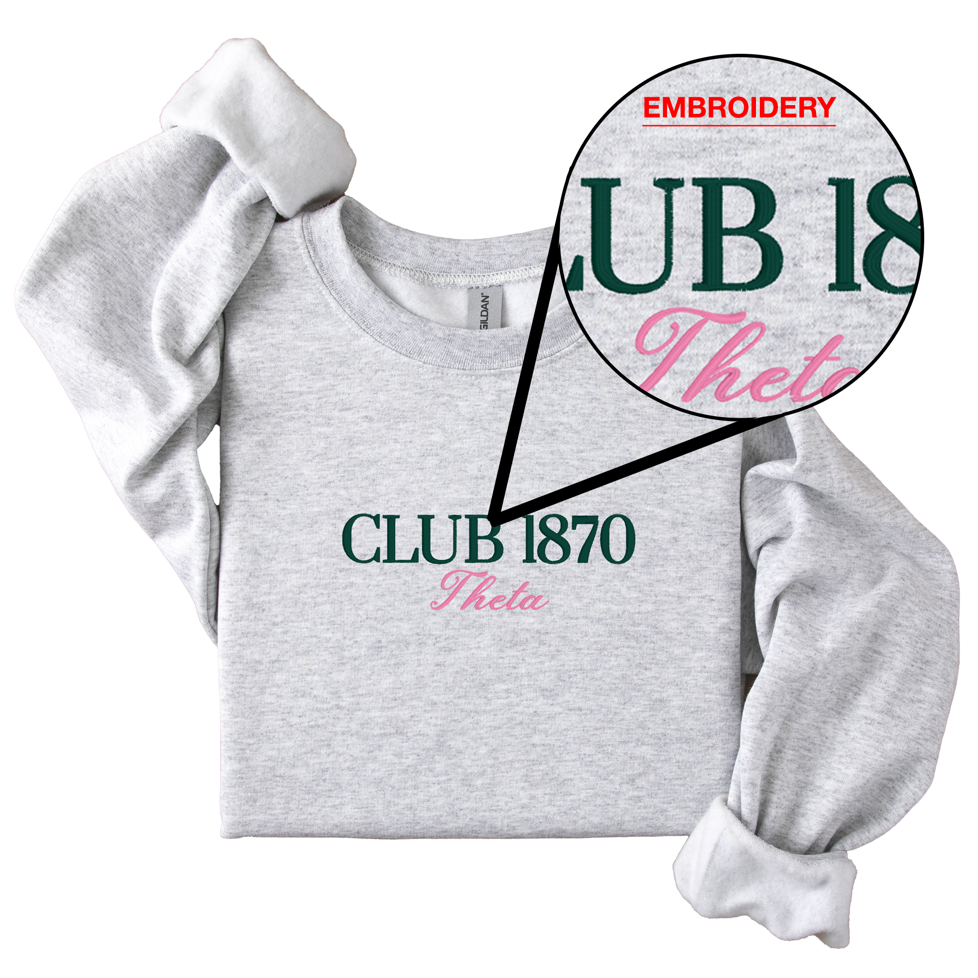 Kappa Alpha Theta Tennis Club - Embroidered & Printed Preppy Sorority Sweater - Ash