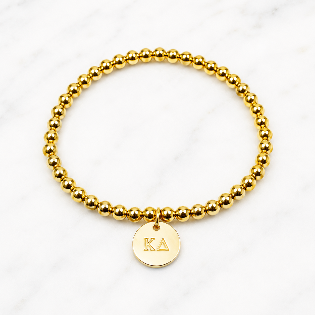 Kappa Delta Gold Beaded Stretch Bracelet, Sorority Gift