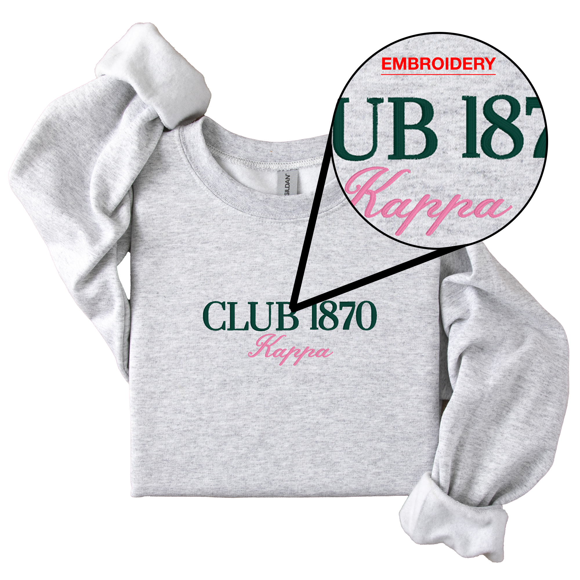 Kappa Kappa Gamma Tennis Club - Embroidered & Printed Preppy Sorority Sweater - Ash
