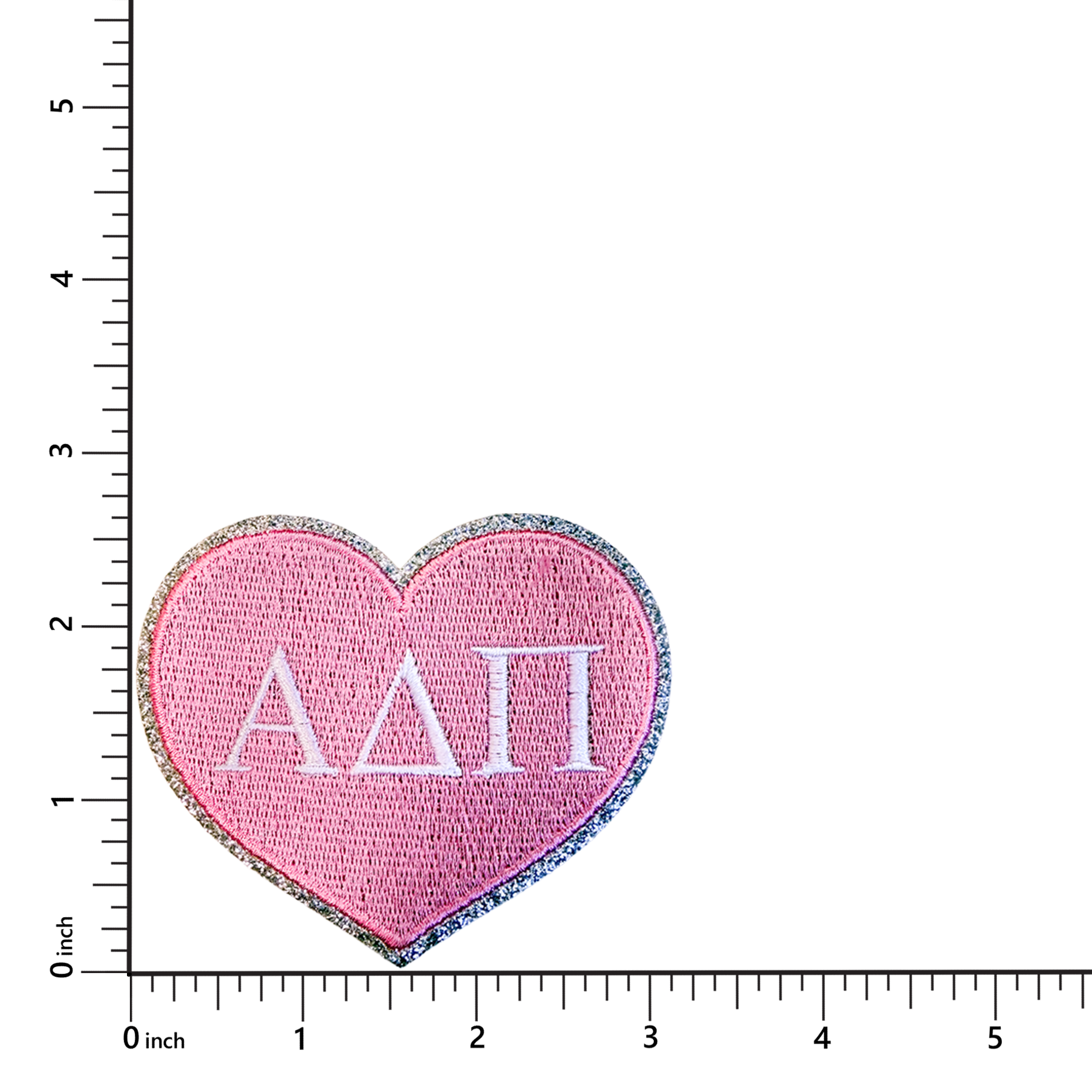 Alpha Delta Pi Heart Sorority Embroidered Patches - 2-Pack - Pink